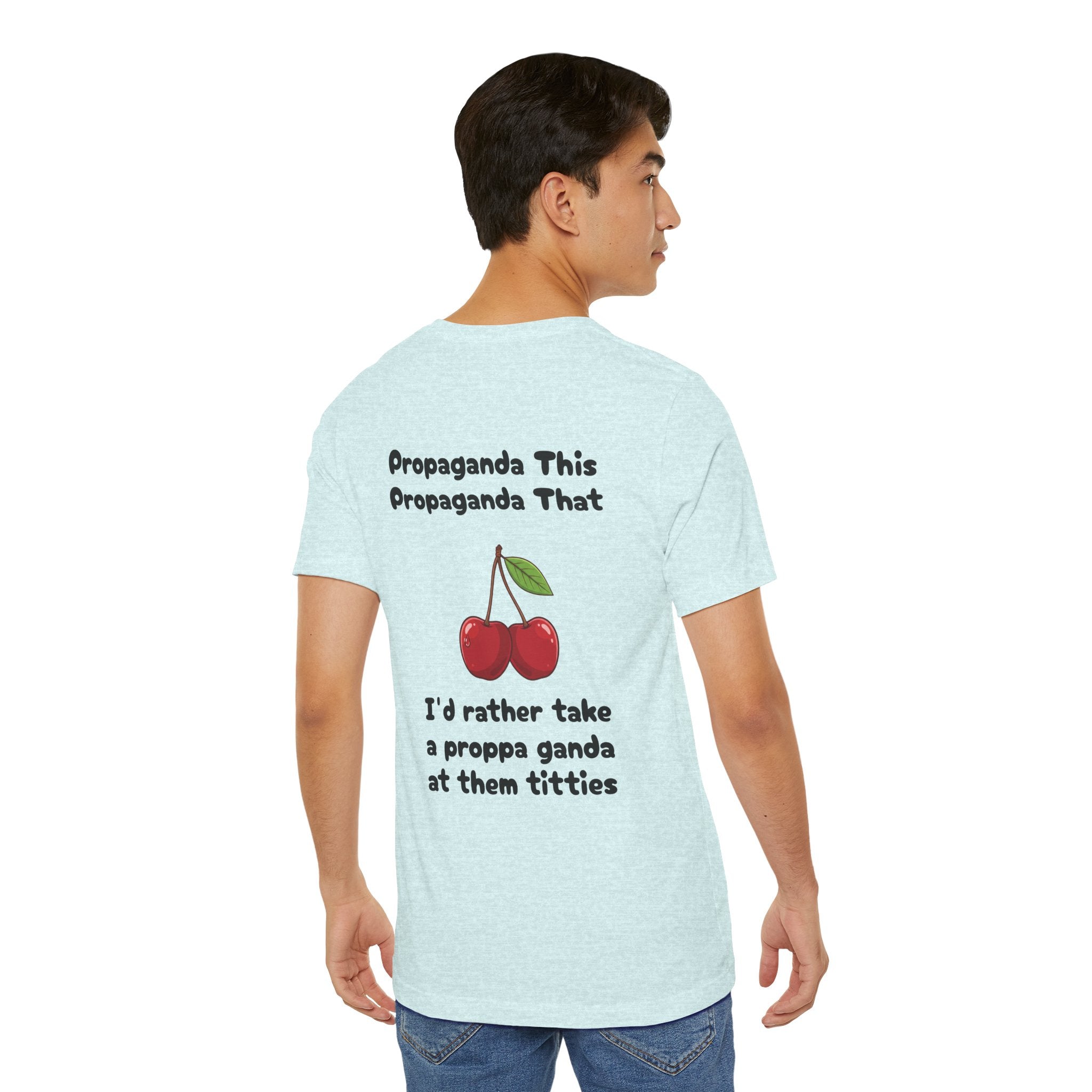 Heather Prism Ice Blue / Graphic Tee — ’Proppa Ganda’ Cherries Funny Tee - T-Shirt