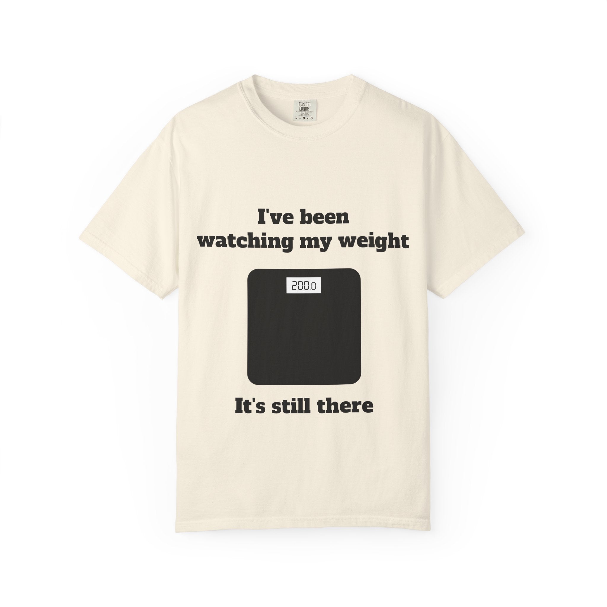 Ivory / Crew-Neck: ’I’ve Been Watching My Weight’ - Graphic Tee - T-Shirt
