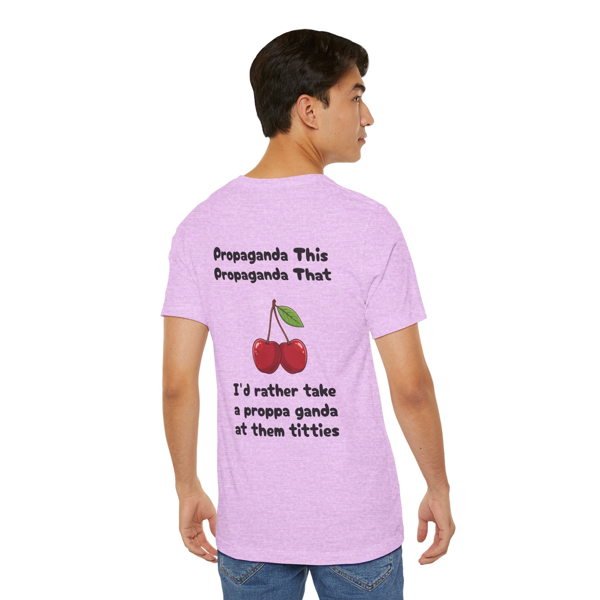 Heather Prism Lilac / Graphic Tee — ’Proppa Ganda’ Cherries Funny Tee - T-Shirt