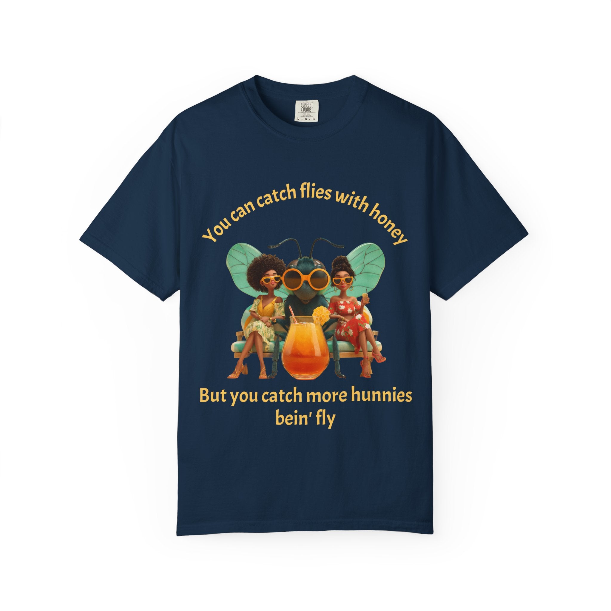 True Navy / Crew-Neck: ’Catch More Hunnies’ - Graphic Tee - T-Shirt