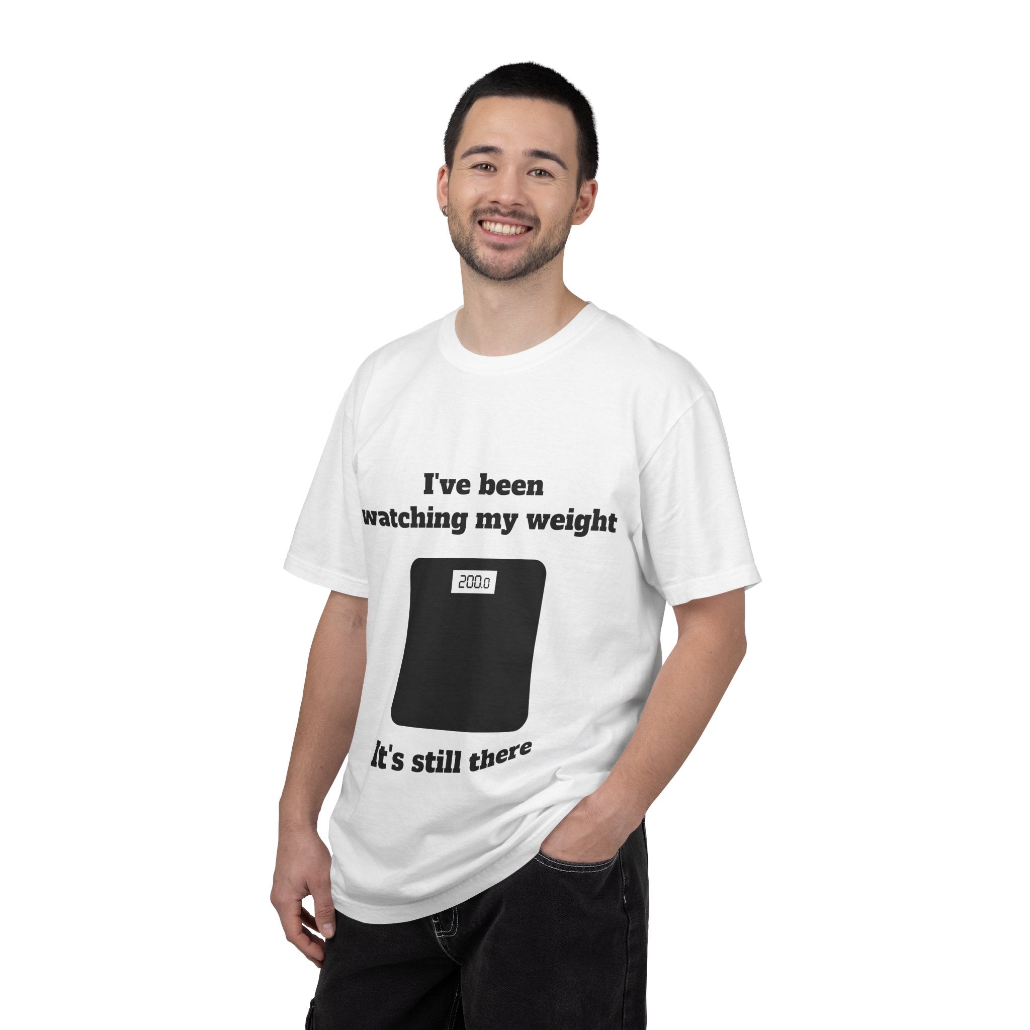 White / Crew-Neck: ’I’ve Been Watching My Weight’ - Graphic Tee - T-Shirt