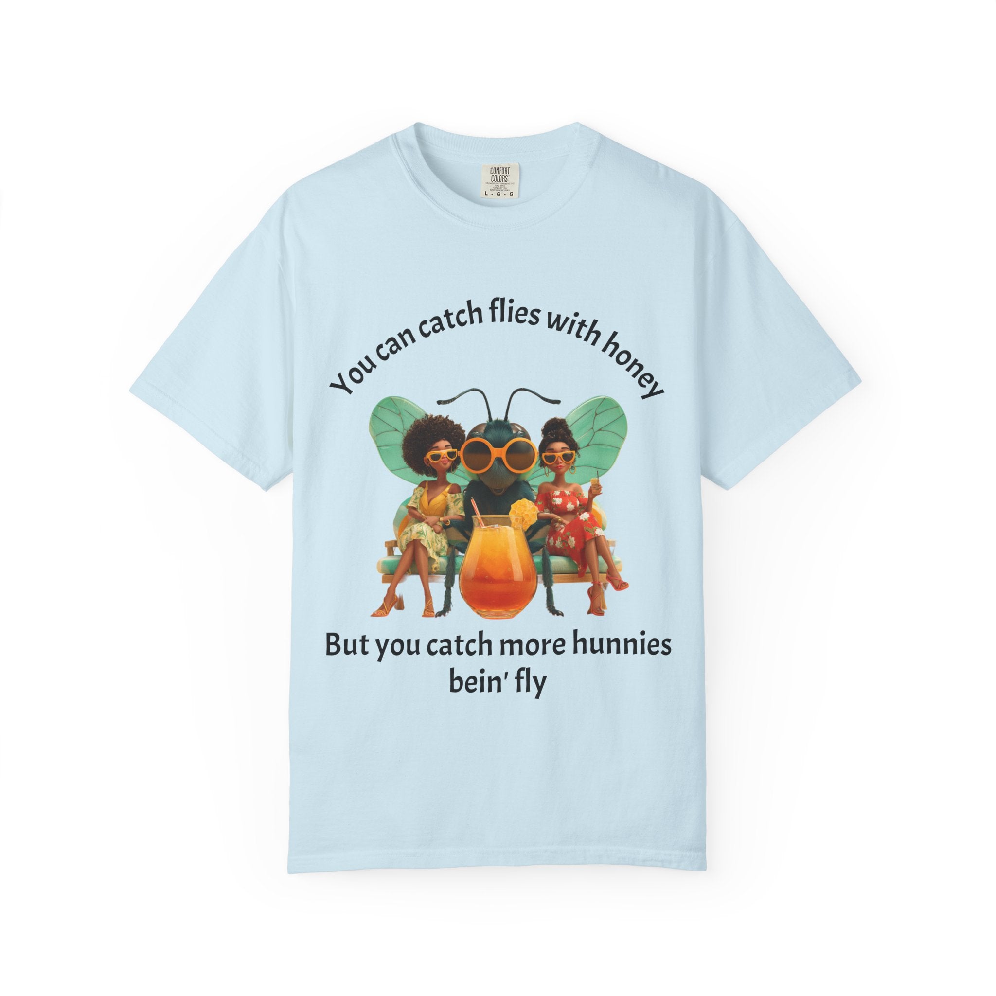 Chambray / Crew-Neck: ’Catch More Hunnies’ - Graphic Tee - T-Shirt