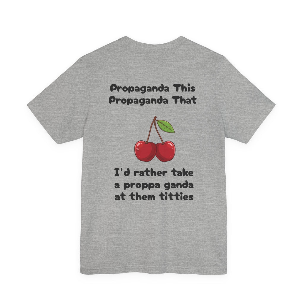 Athletic Heather / Graphic Tee — ’Proppa Ganda’ Cherries Funny Tee - T-Shirt