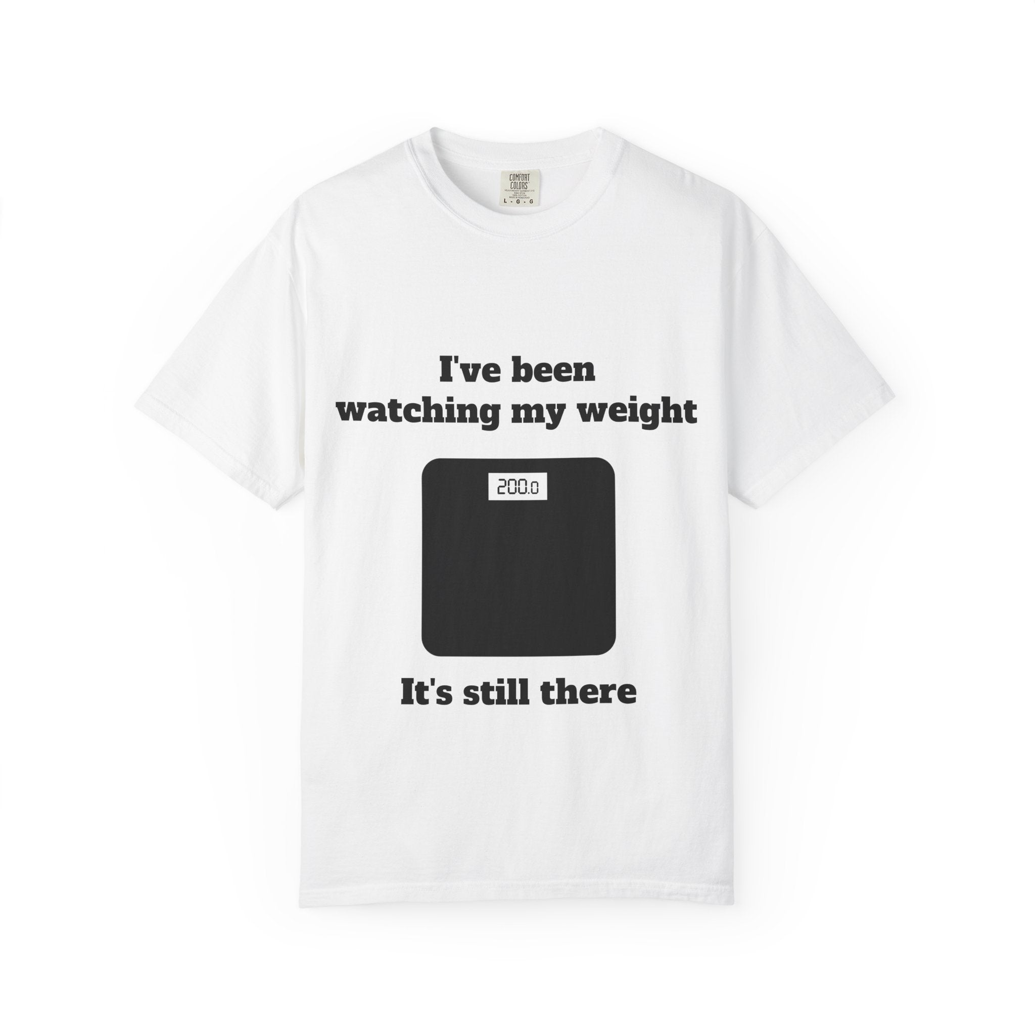 White / Crew-Neck: ’I’ve Been Watching My Weight’ - Graphic Tee - T-Shirt