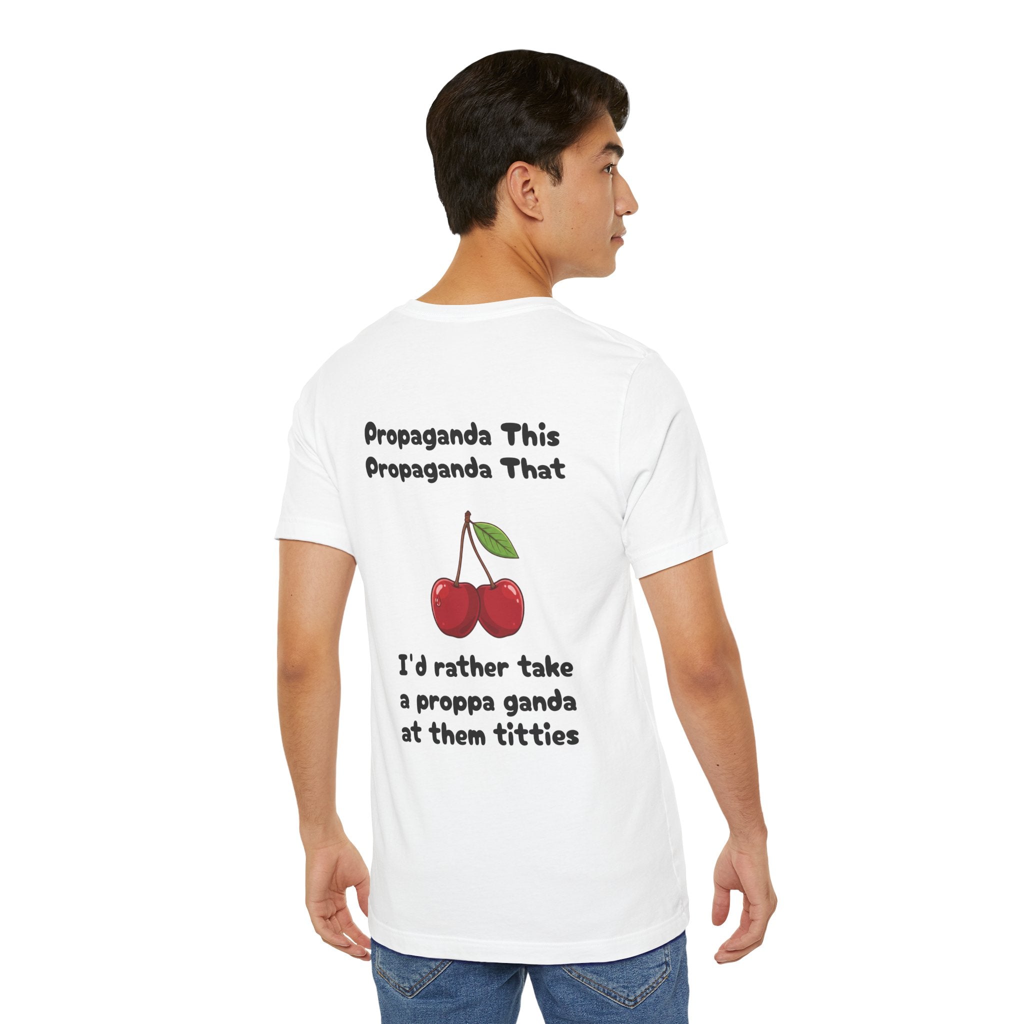 White / Graphic Tee — ’Proppa Ganda’ Cherries Funny Tee - T-Shirt