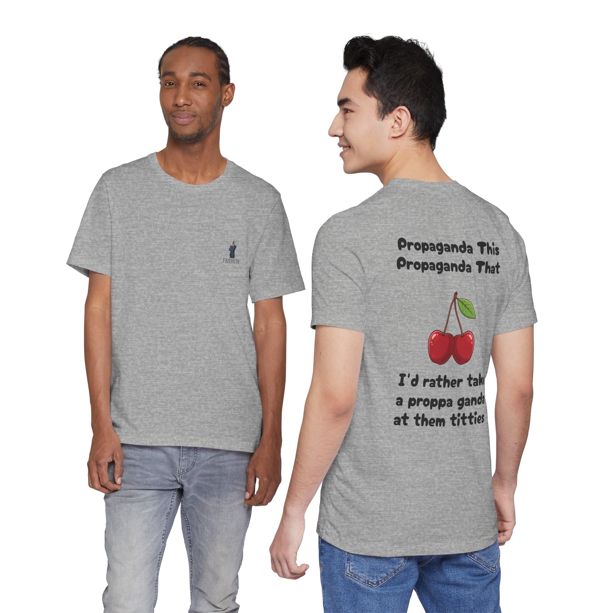Athletic Heather / Graphic Tee — ’Proppa Ganda’ Cherries Funny Tee - T-Shirt
