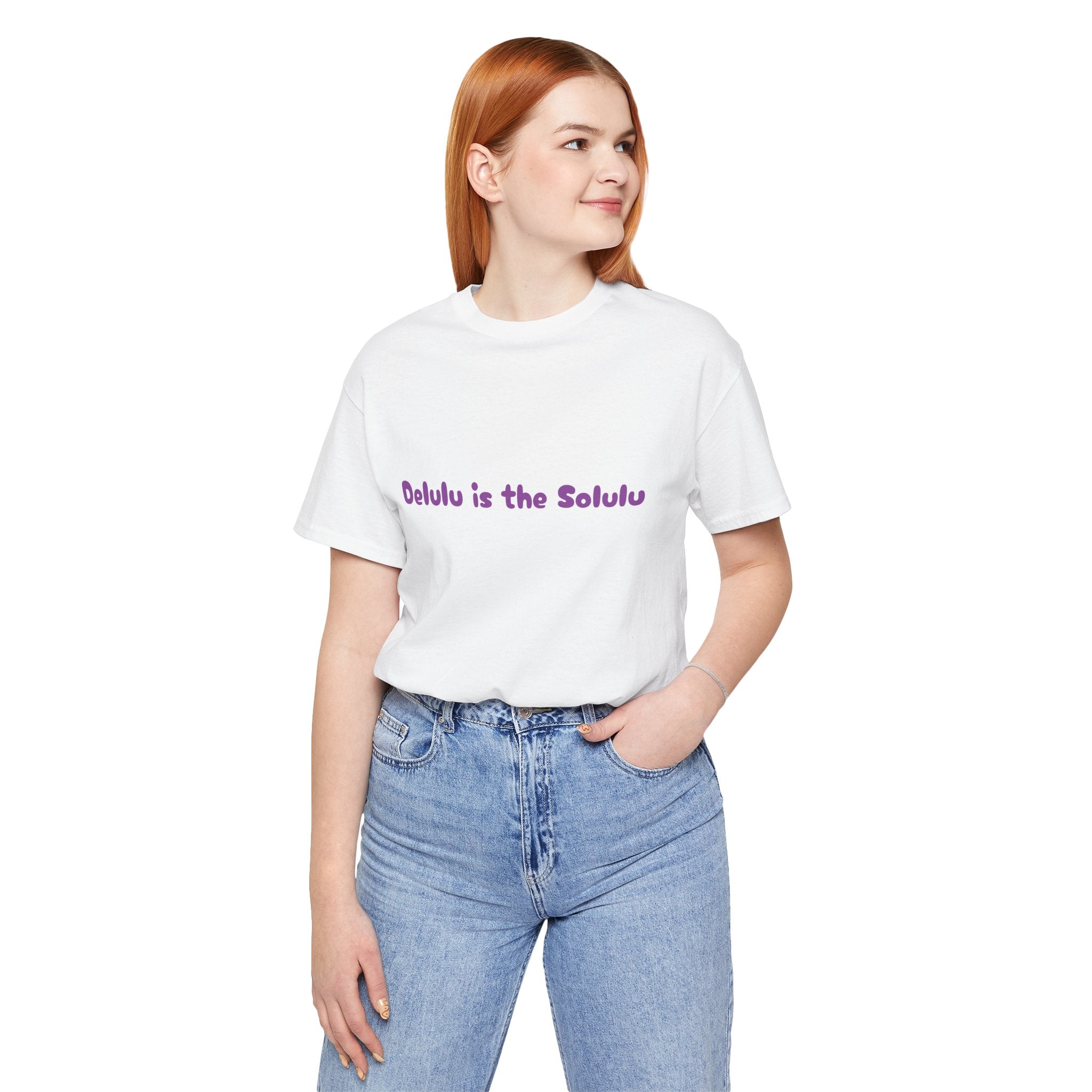 White / Crew-Neck: Women’s ’Delulu is the Solulu’ - Tee - T-Shirt