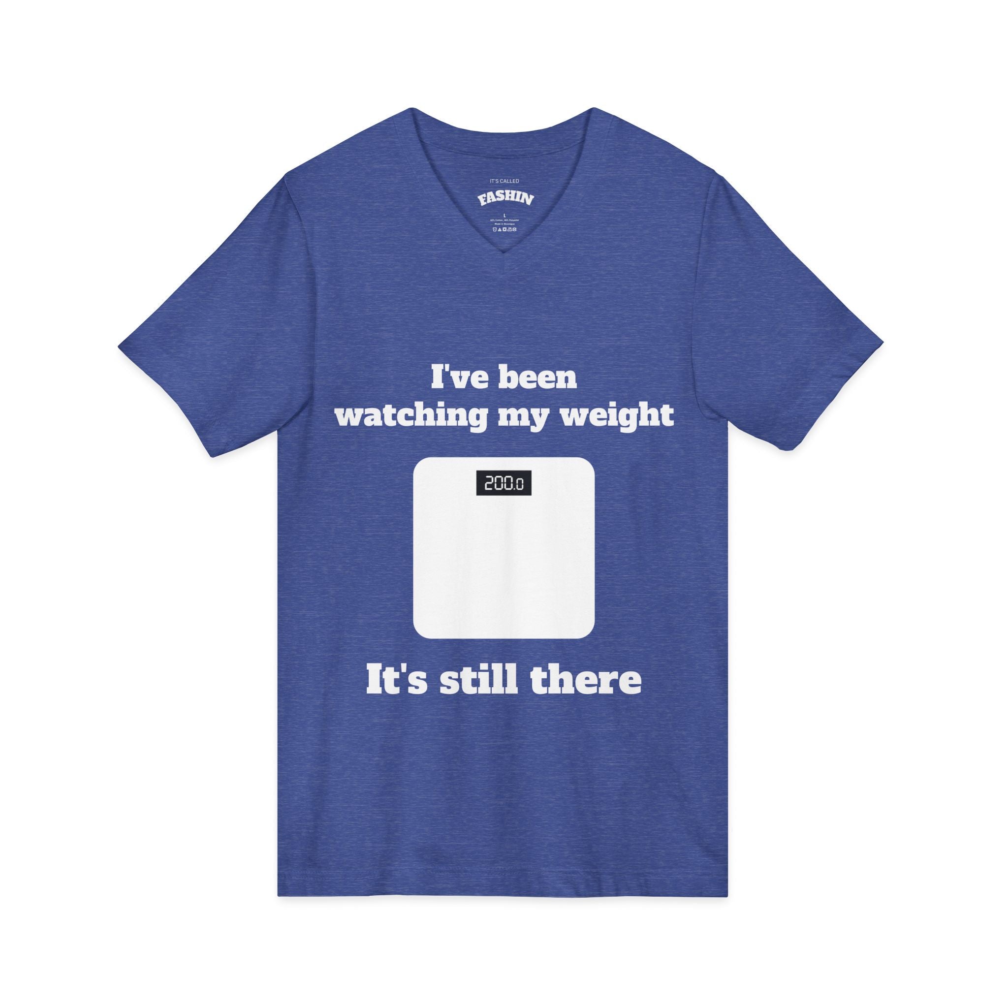 Heather True Royal / V-Neck: ’Watching My Weight’ - Graphic Tee - V-neck