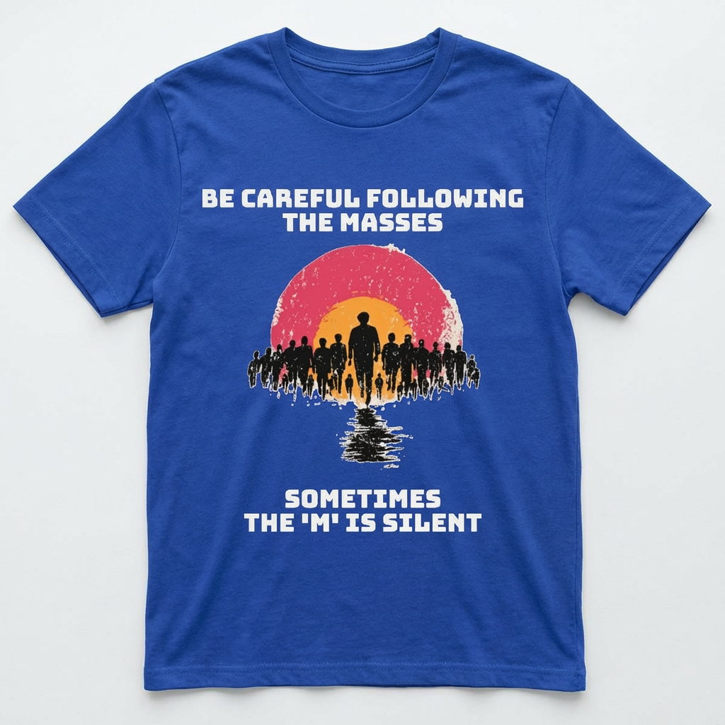 True Royal / Crew-Neck Performance Soft: ’The M is silent’ - Graphic Tee - T-Shirt