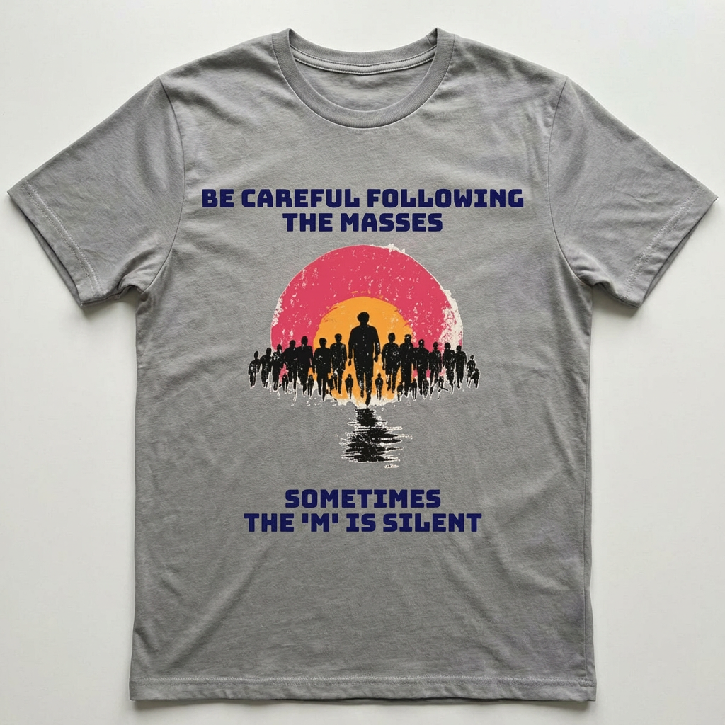Athletic Heather / Crew-Neck Performance Soft: ’The M is silent’ - Graphic Tee - T-Shirt