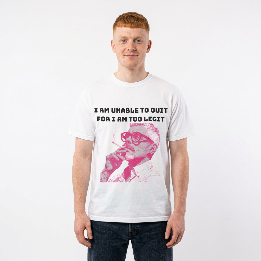 White / Crew-Neck: ’Too Legit’ - Graphic Tee - T-Shirt