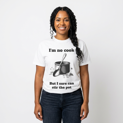 White / Crew Neck: “Stir the Pot” - Graphic Tee - T-Shirt