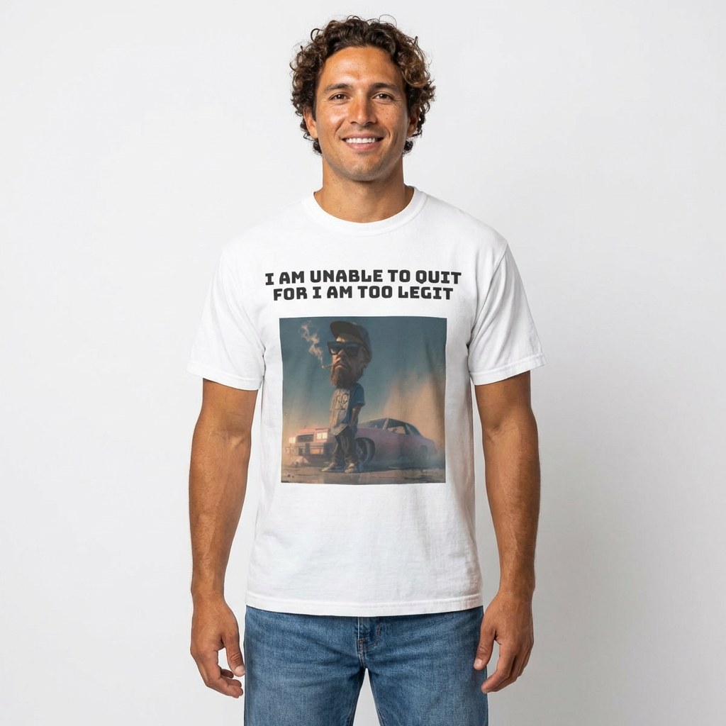 White / Crew-Neck: ’Too Legit’ - Graphic Tee - T-Shirt