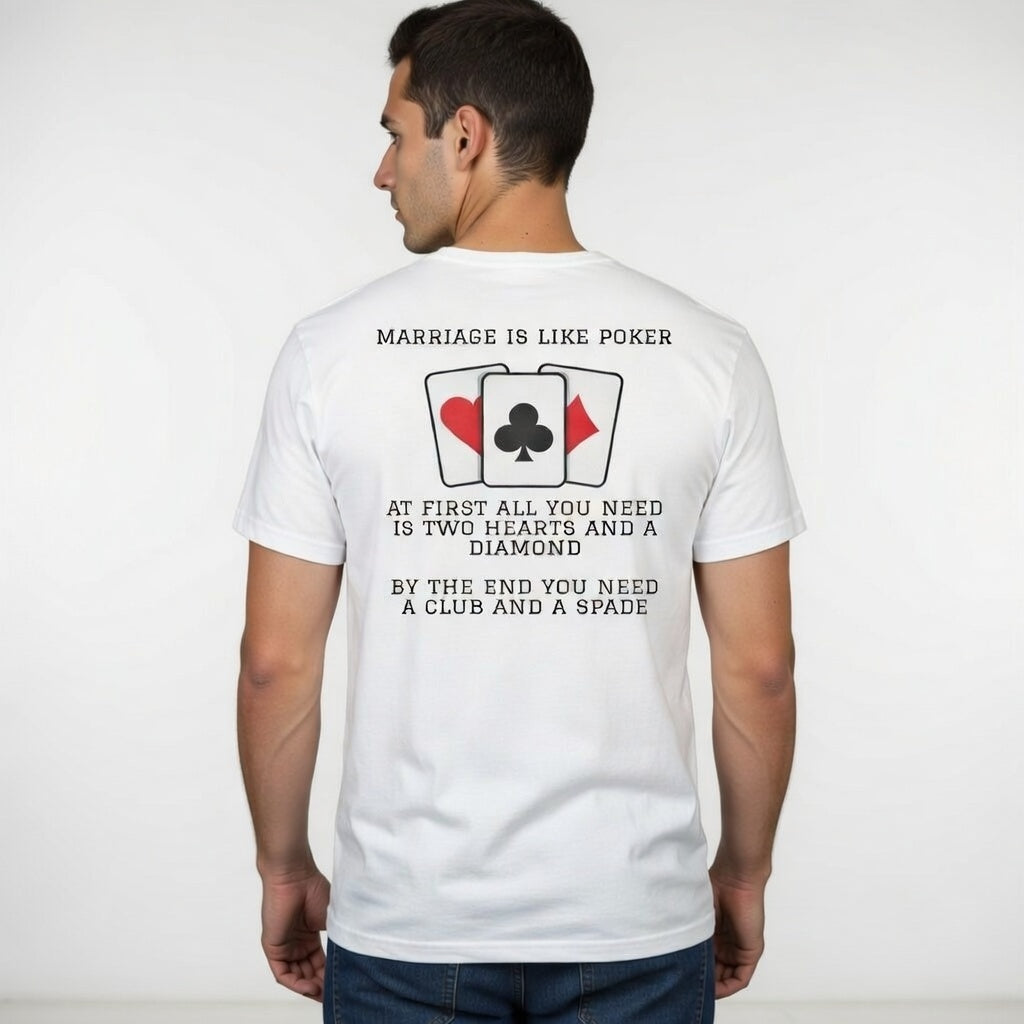 White / V-Neck: Marriage Humor - ’Hot Hand’ Graphic Tee - V-neck