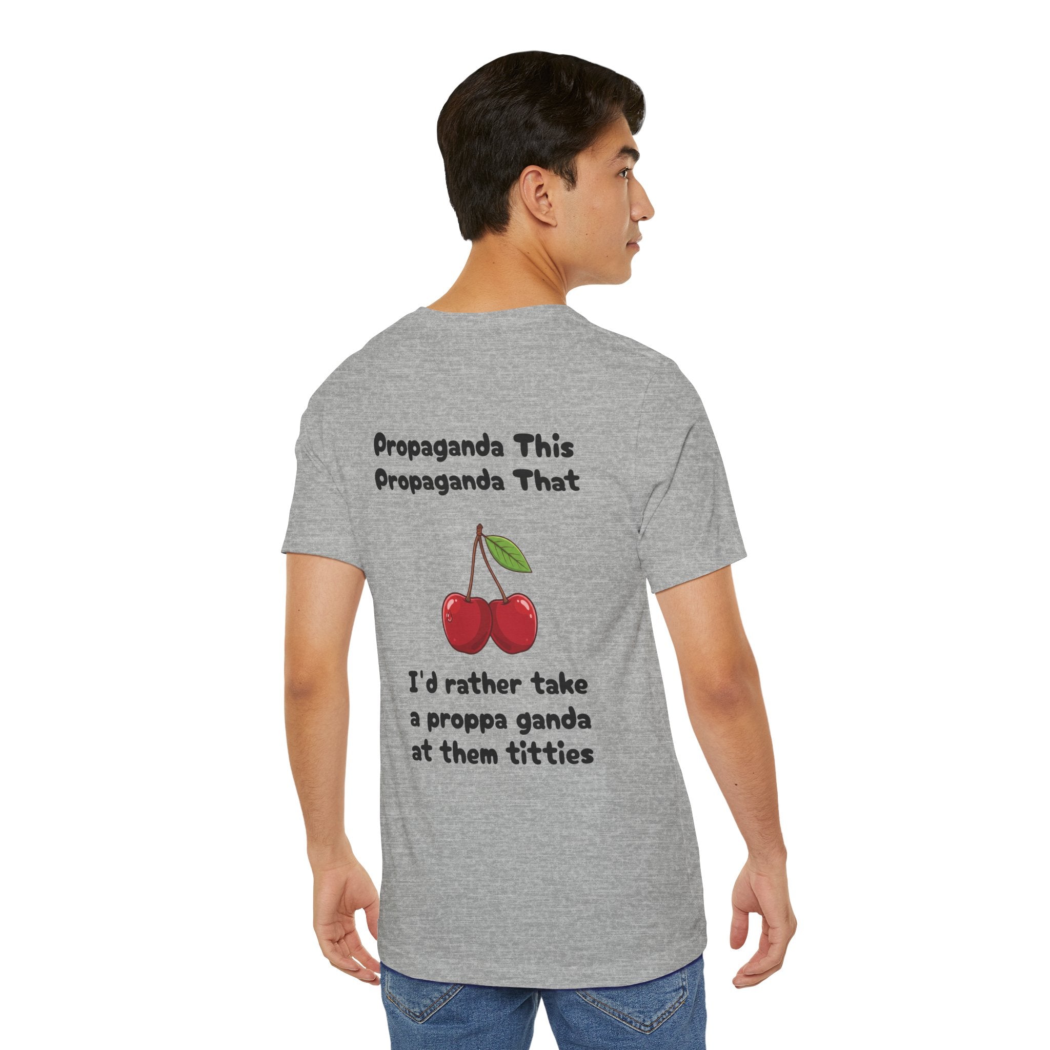 Athletic Heather / Graphic Tee — ’Proppa Ganda’ Cherries Funny Tee - T-Shirt
