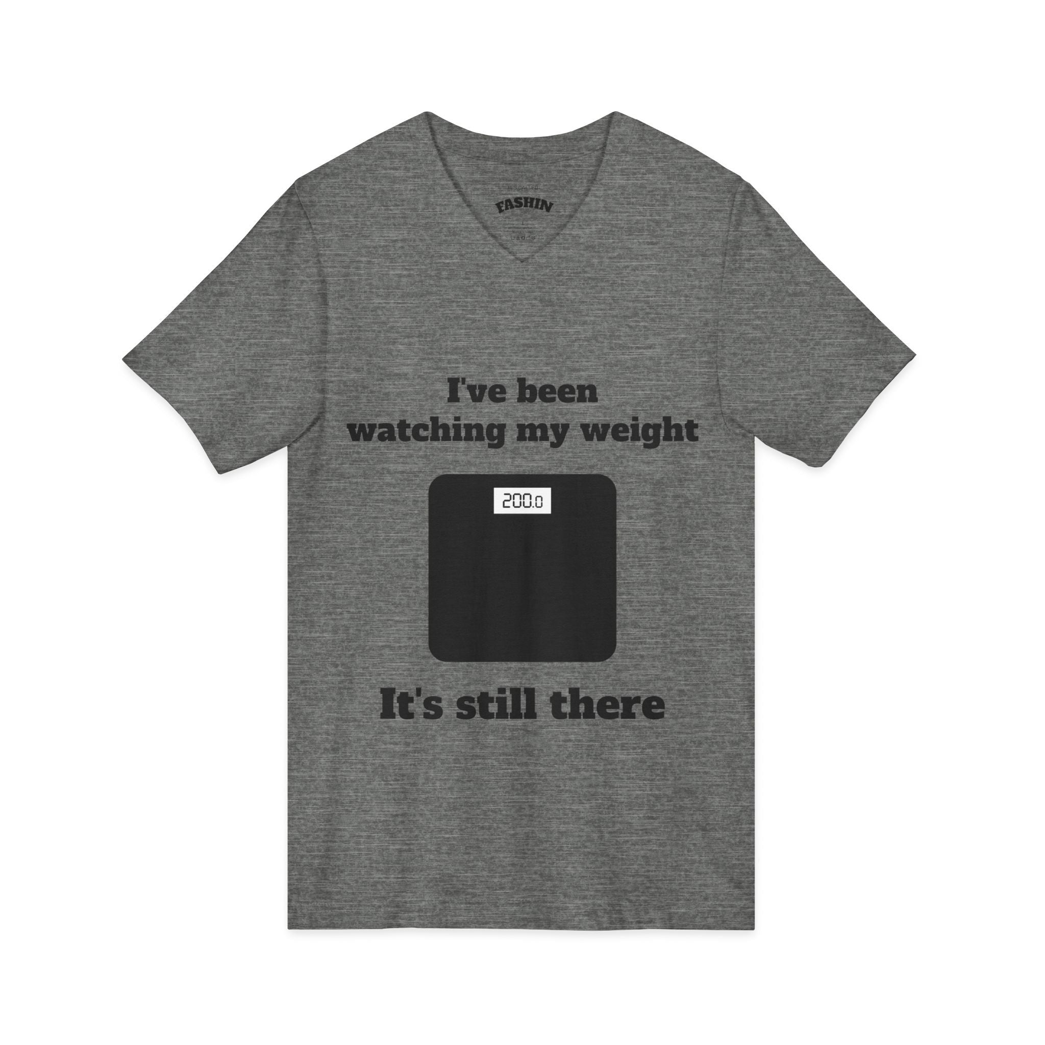 Deep Heather / V-Neck: ’Watching My Weight’ - Graphic Tee - V-neck