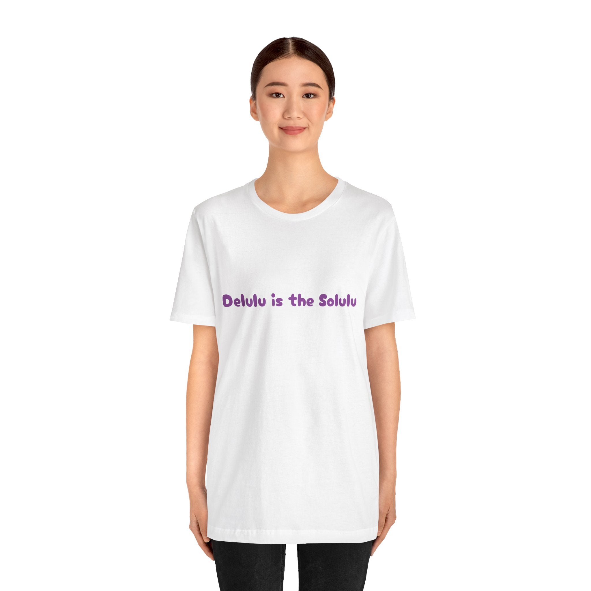White / Crew-Neck: Women’s ’Delulu is the Solulu’ - Tee - T-Shirt