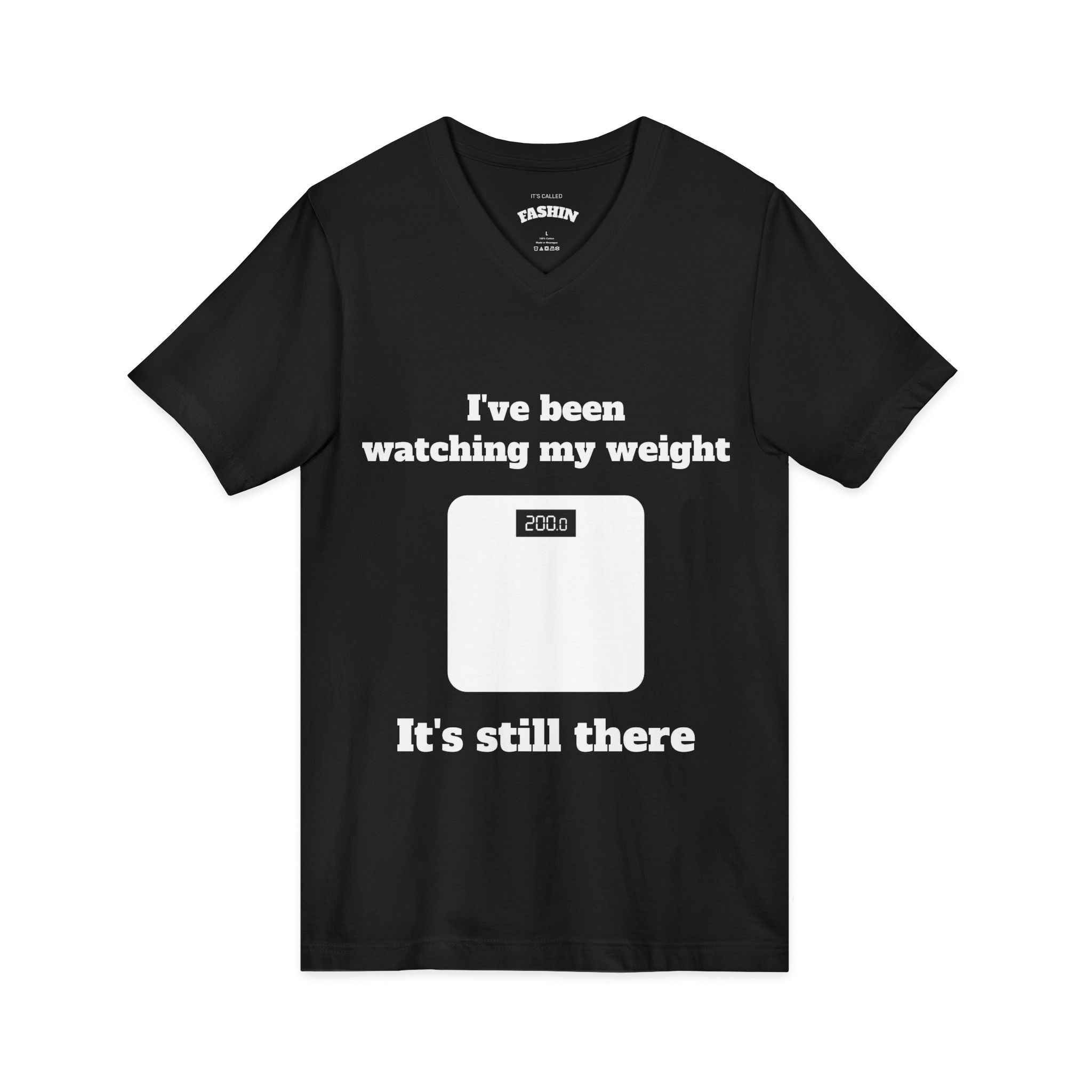 Black / V-Neck: ’Watching My Weight’ - Graphic Tee - V-neck