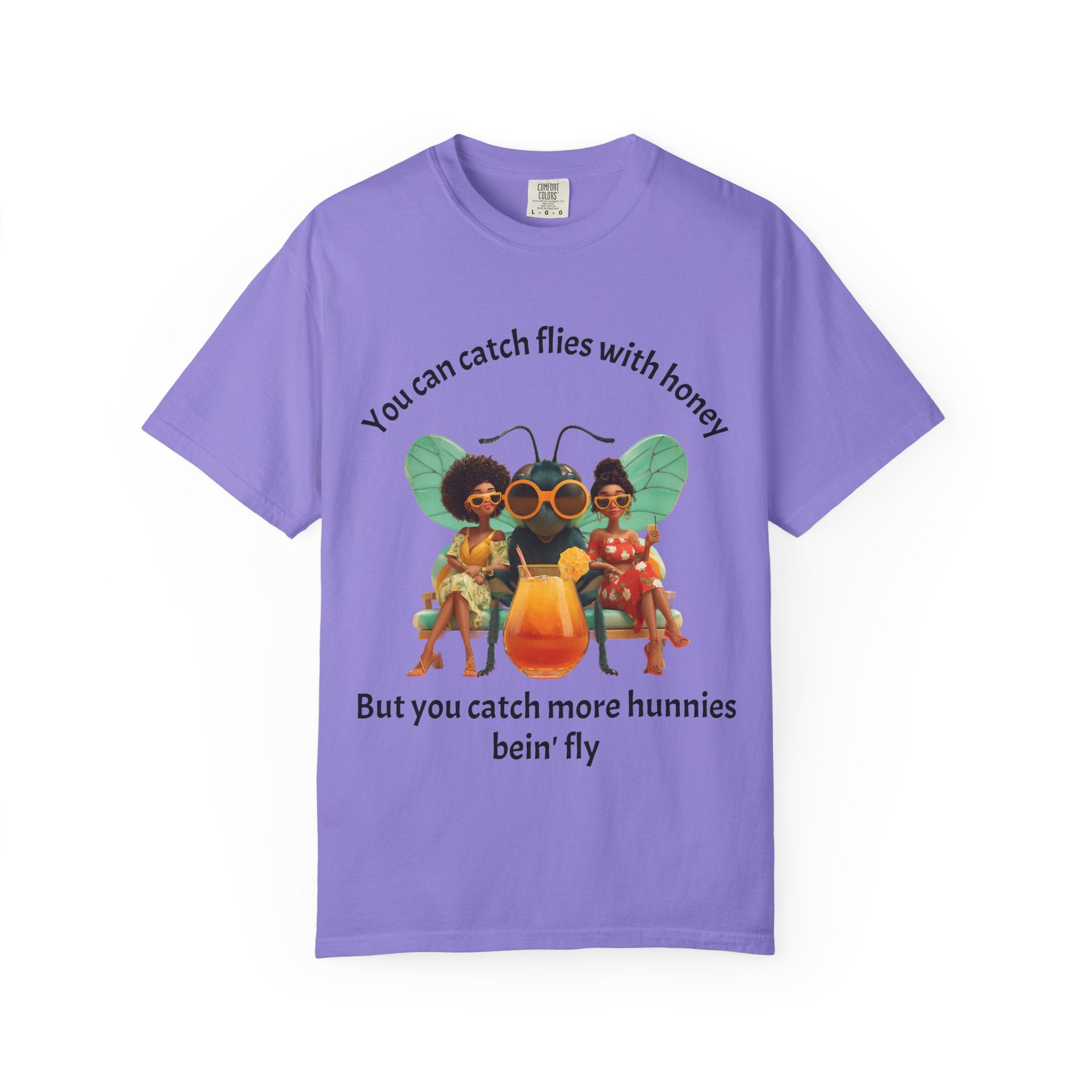 Violet / Crew-Neck: ’Catch More Hunnies’ - Graphic Tee - T-Shirt