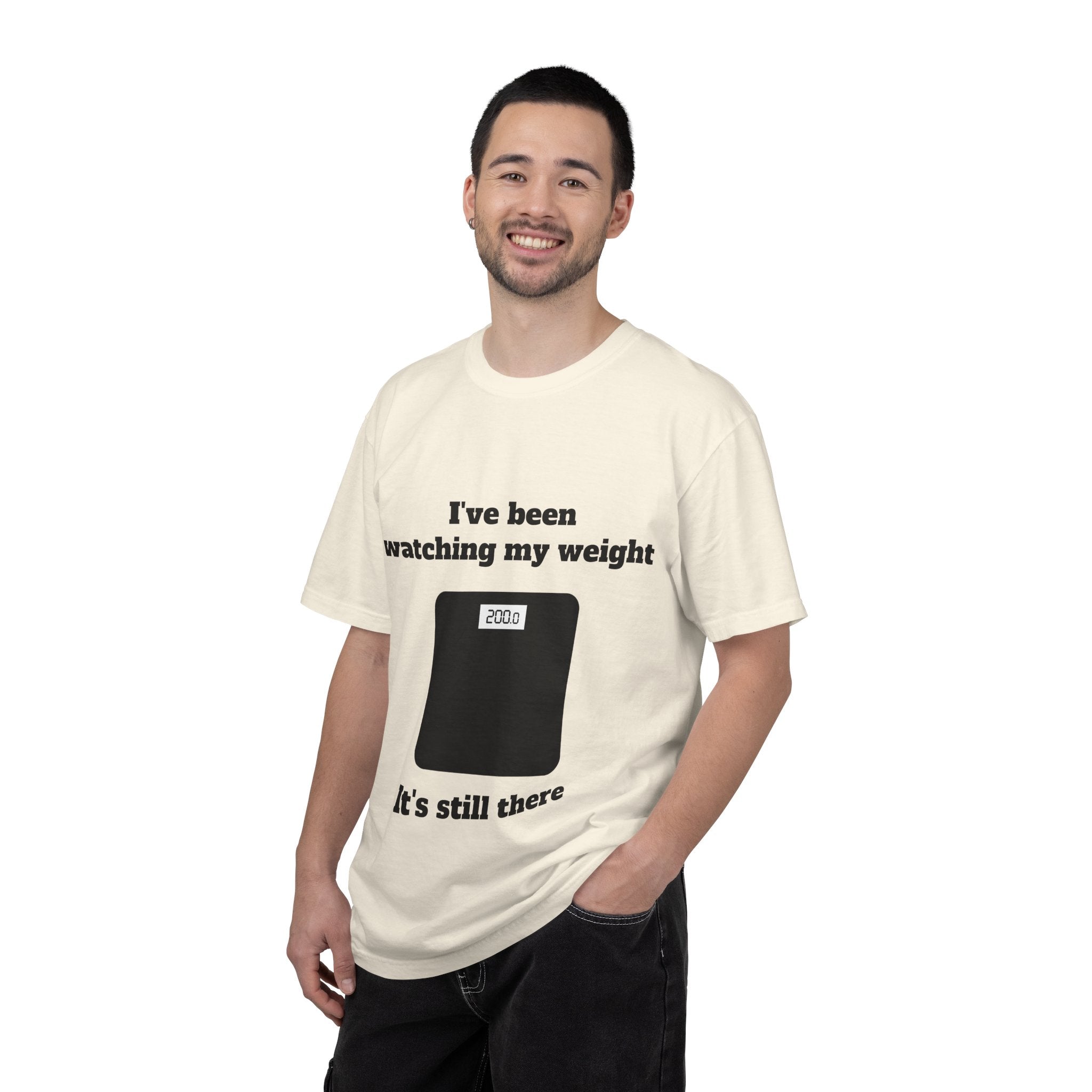 Ivory / Crew-Neck: ’I’ve Been Watching My Weight’ - Graphic Tee - T-Shirt