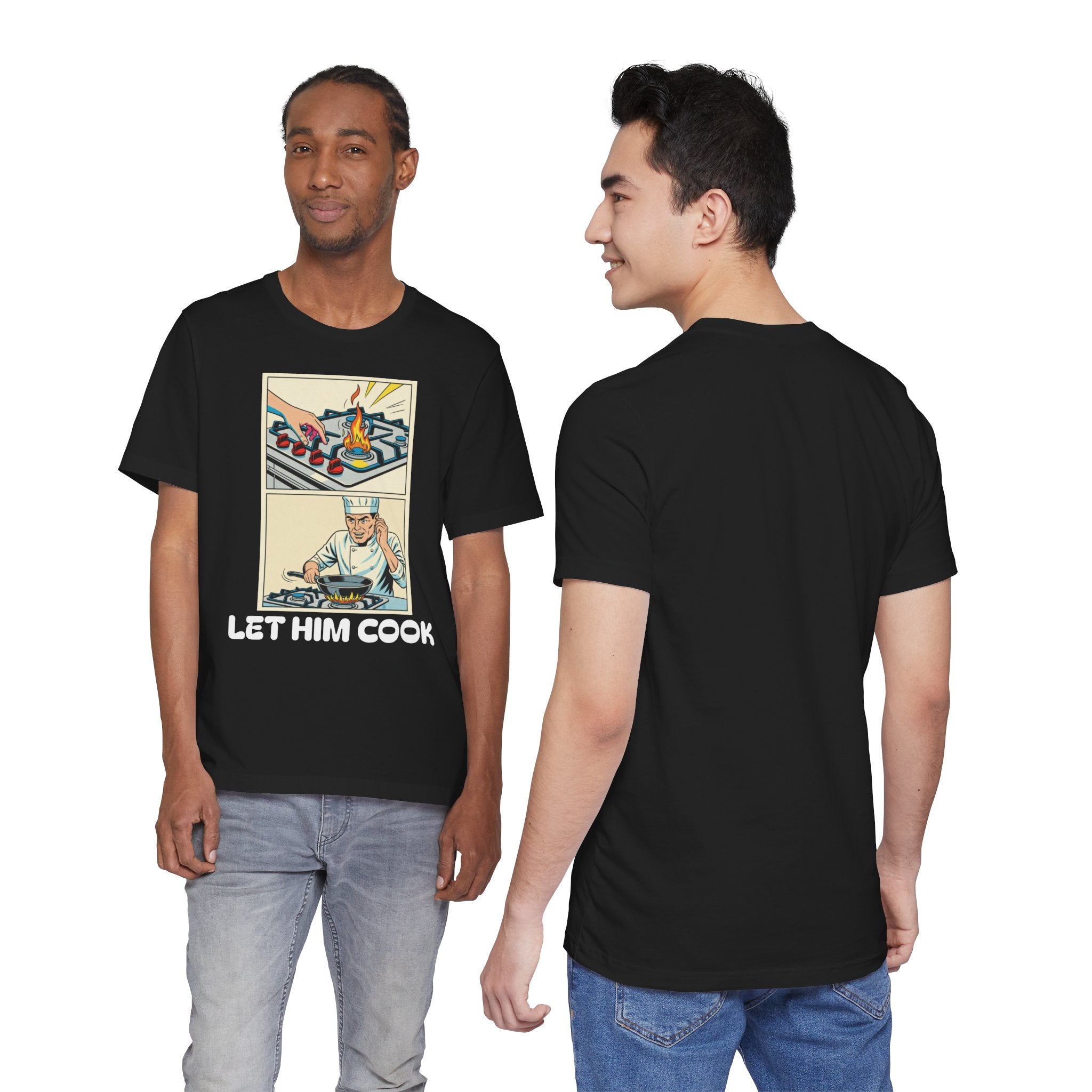 Black / ’Let Him Cook’ Tee — Funny Foodie & Music Lover T‑Shirt - T-Shirt