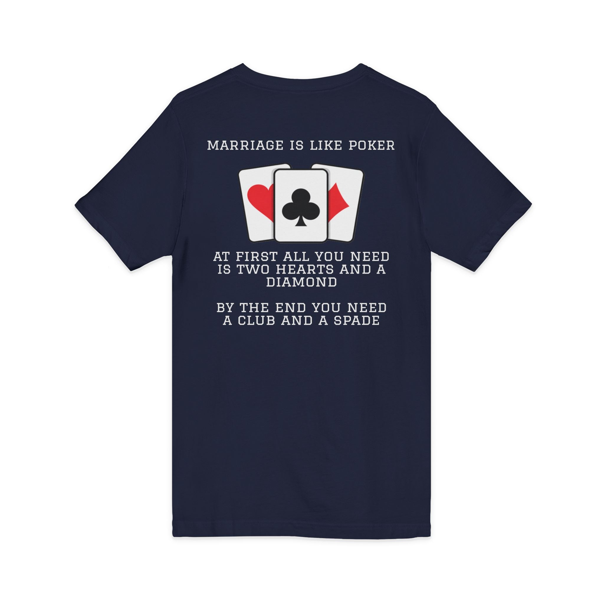 Navy / V-Neck: Marriage Humor - ’Hot Hand’ Graphic Tee - V-neck