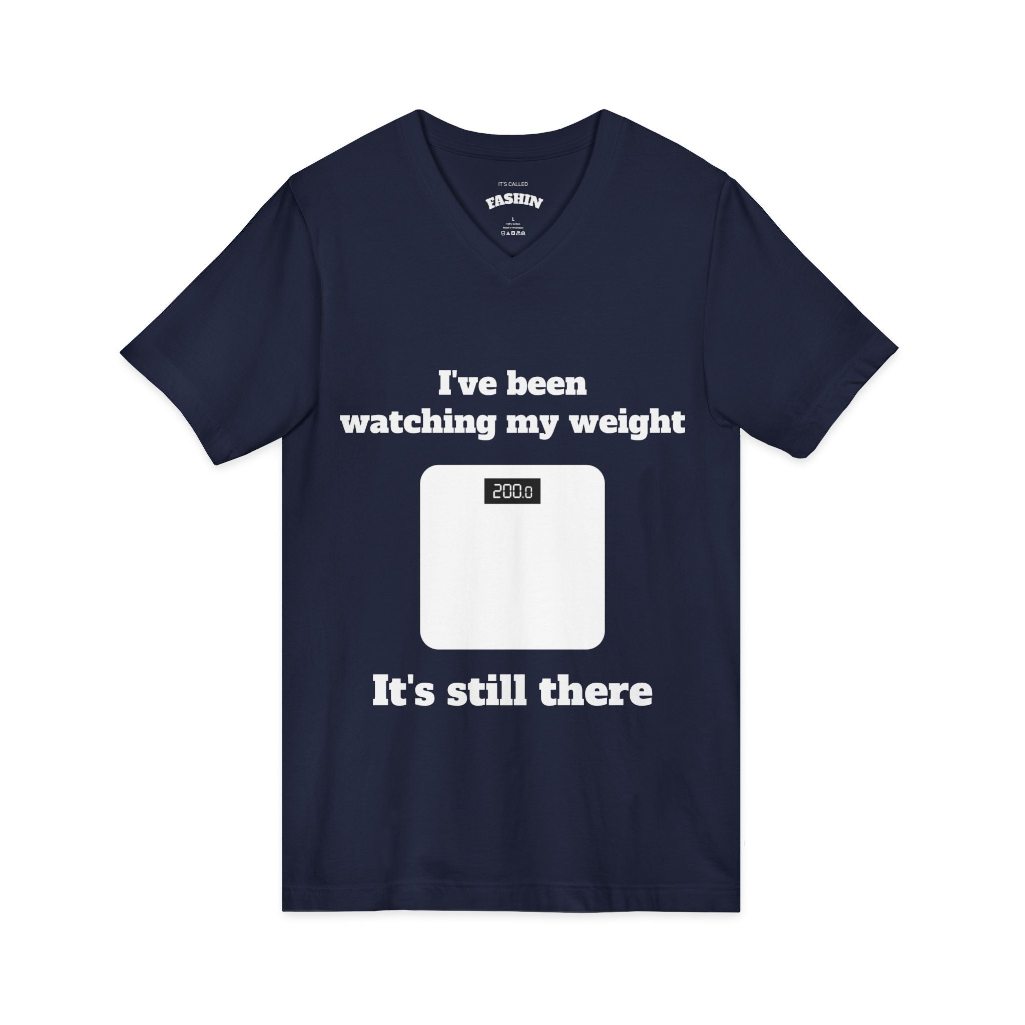 Navy / V-Neck: ’Watching My Weight’ - Graphic Tee - V-neck