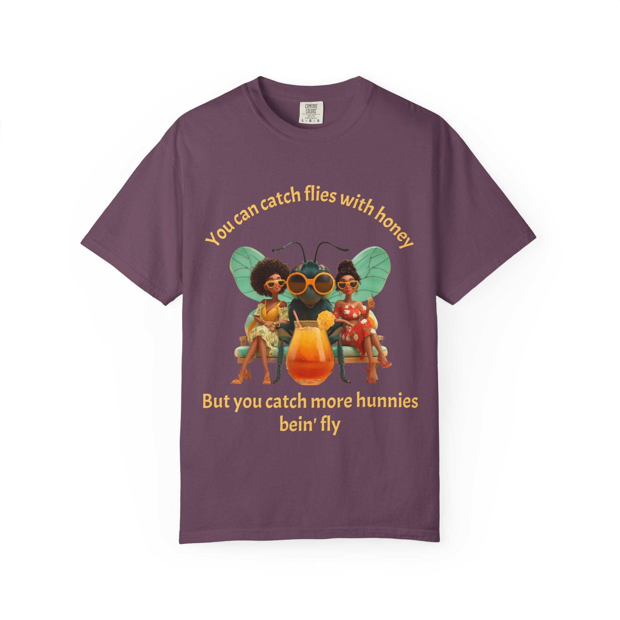 Berry / Crew-Neck: ’Catch More Hunnies’ - Graphic Tee - T-Shirt