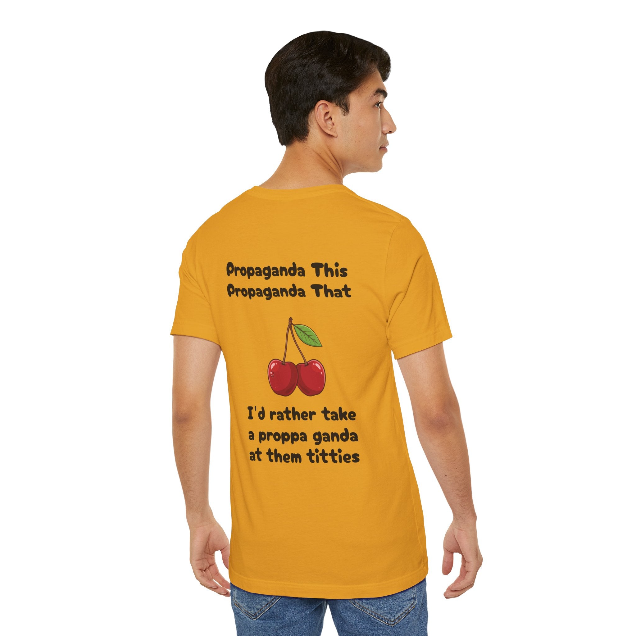 Mustard / Graphic Tee — ’Proppa Ganda’ Cherries Funny Tee - T-Shirt