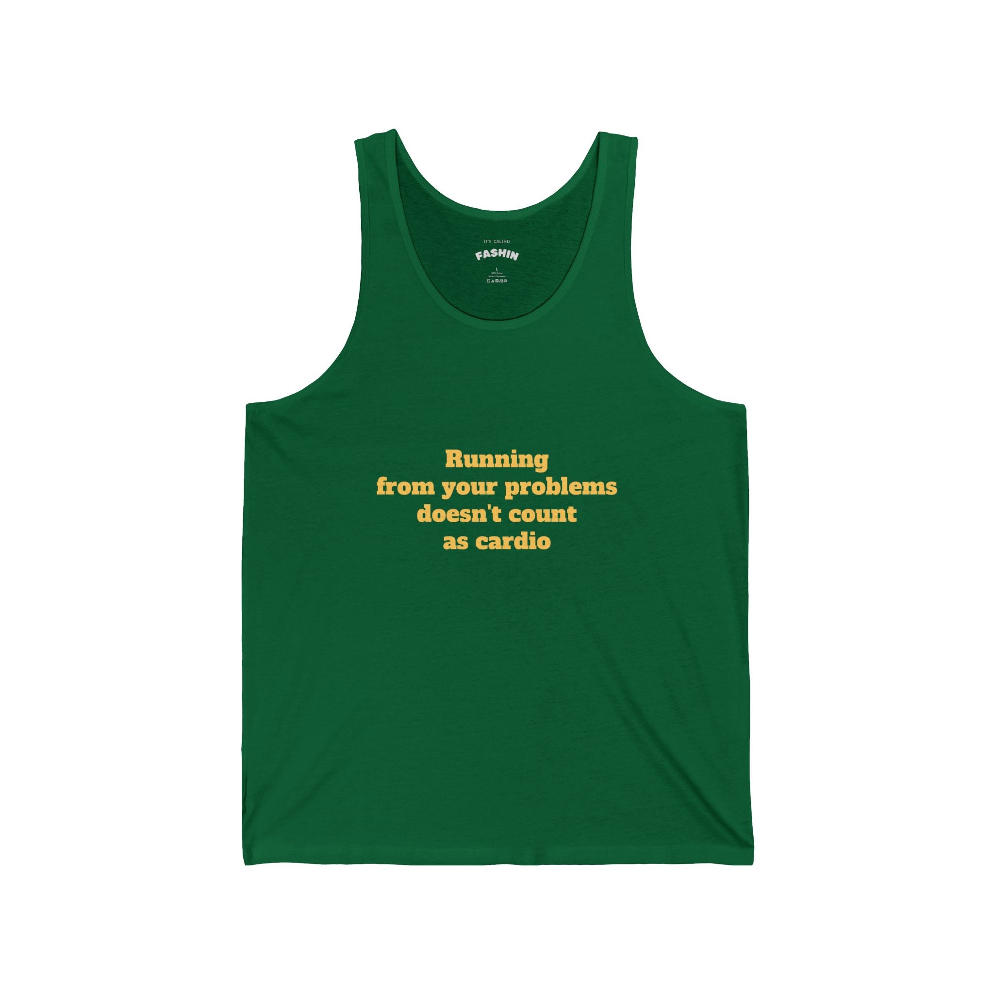 Funny Fitness Tank Top — "Running From Your Problems Doesn't Count as Cardio"