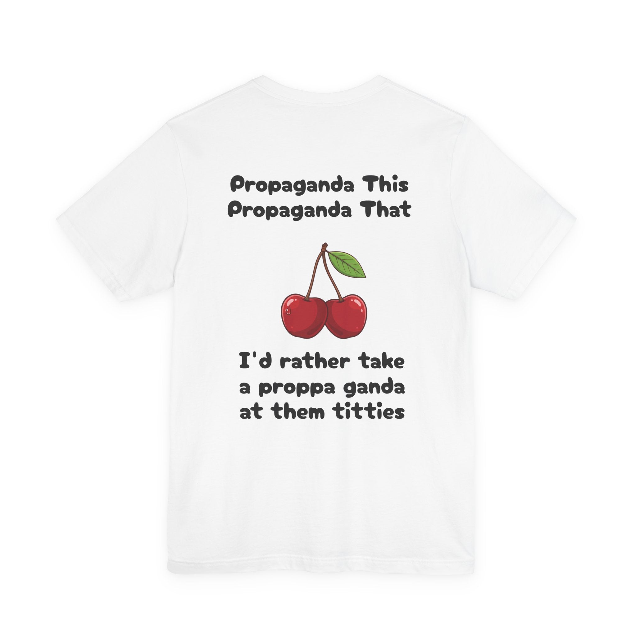 White / Graphic Tee — ’Proppa Ganda’ Cherries Funny Tee - T-Shirt