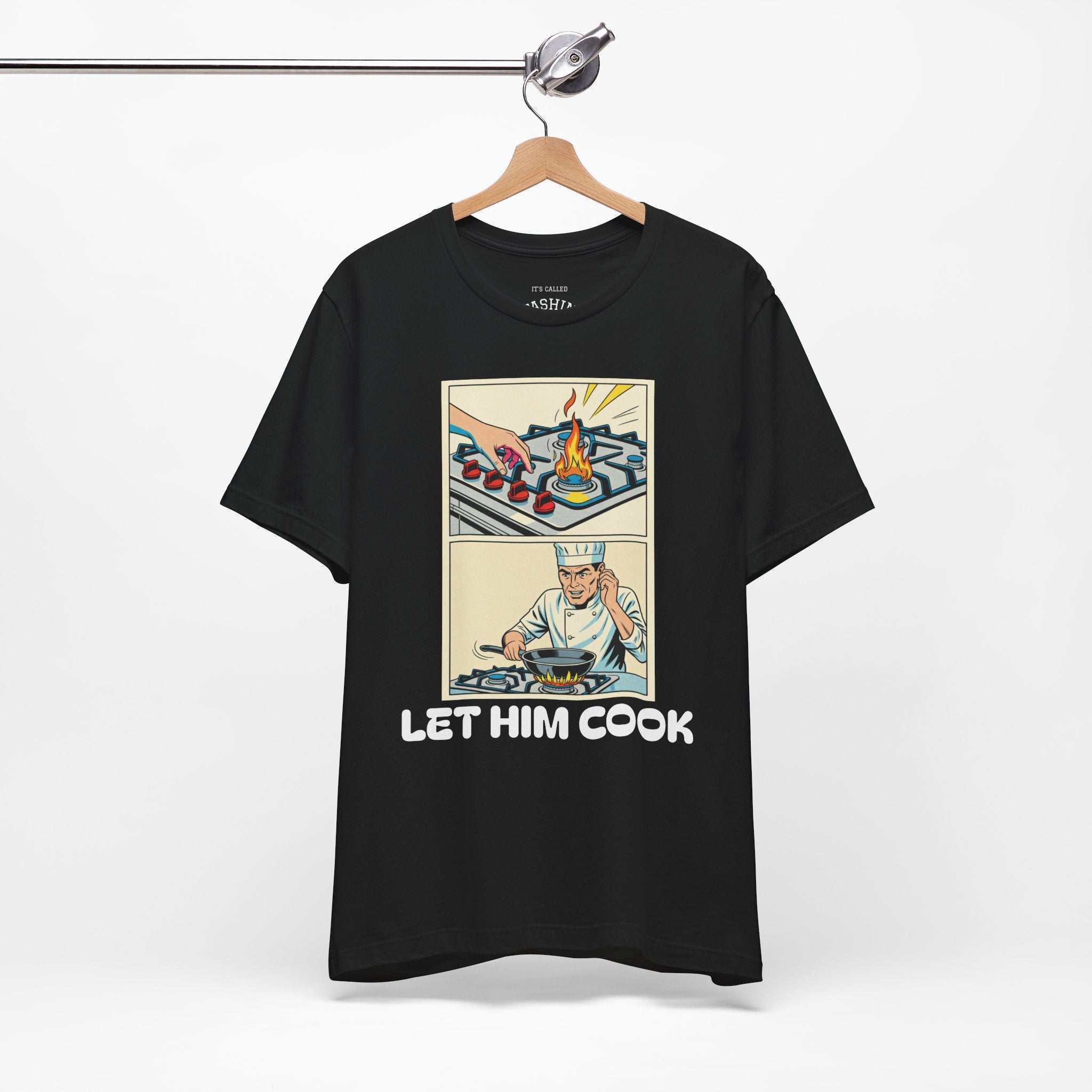 Black / ’Let Him Cook’ Tee — Funny Foodie & Music Lover T‑Shirt - T-Shirt