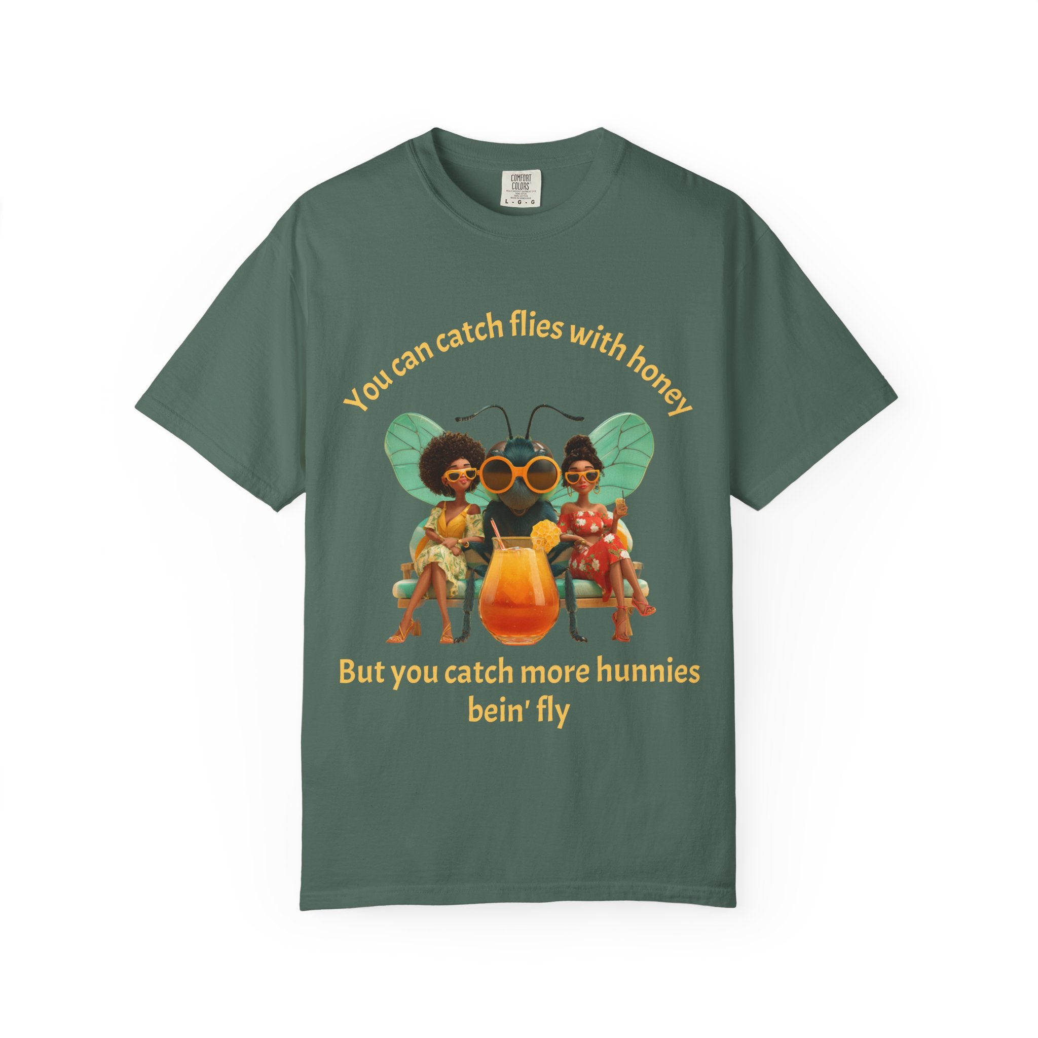 Blue Spruce / Crew-Neck: ’Catch More Hunnies’ - Graphic Tee - T-Shirt