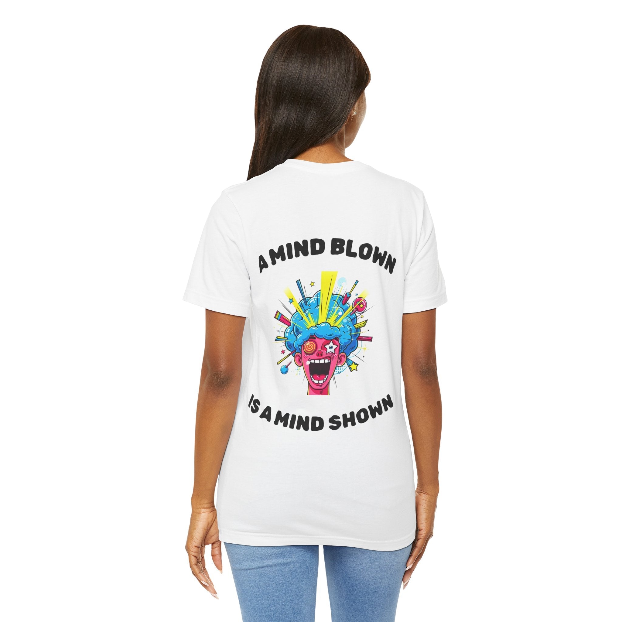 White / ’A Mind Blown Is A Mind Shown’ Retro Pop Art T-Shirt - T-Shirt