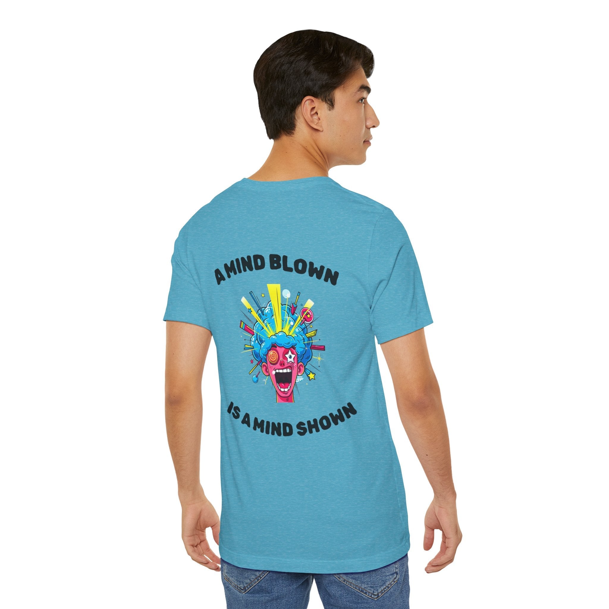Heather Aqua / ’A Mind Blown Is A Mind Shown’ Retro Pop Art T-Shirt - T-Shirt