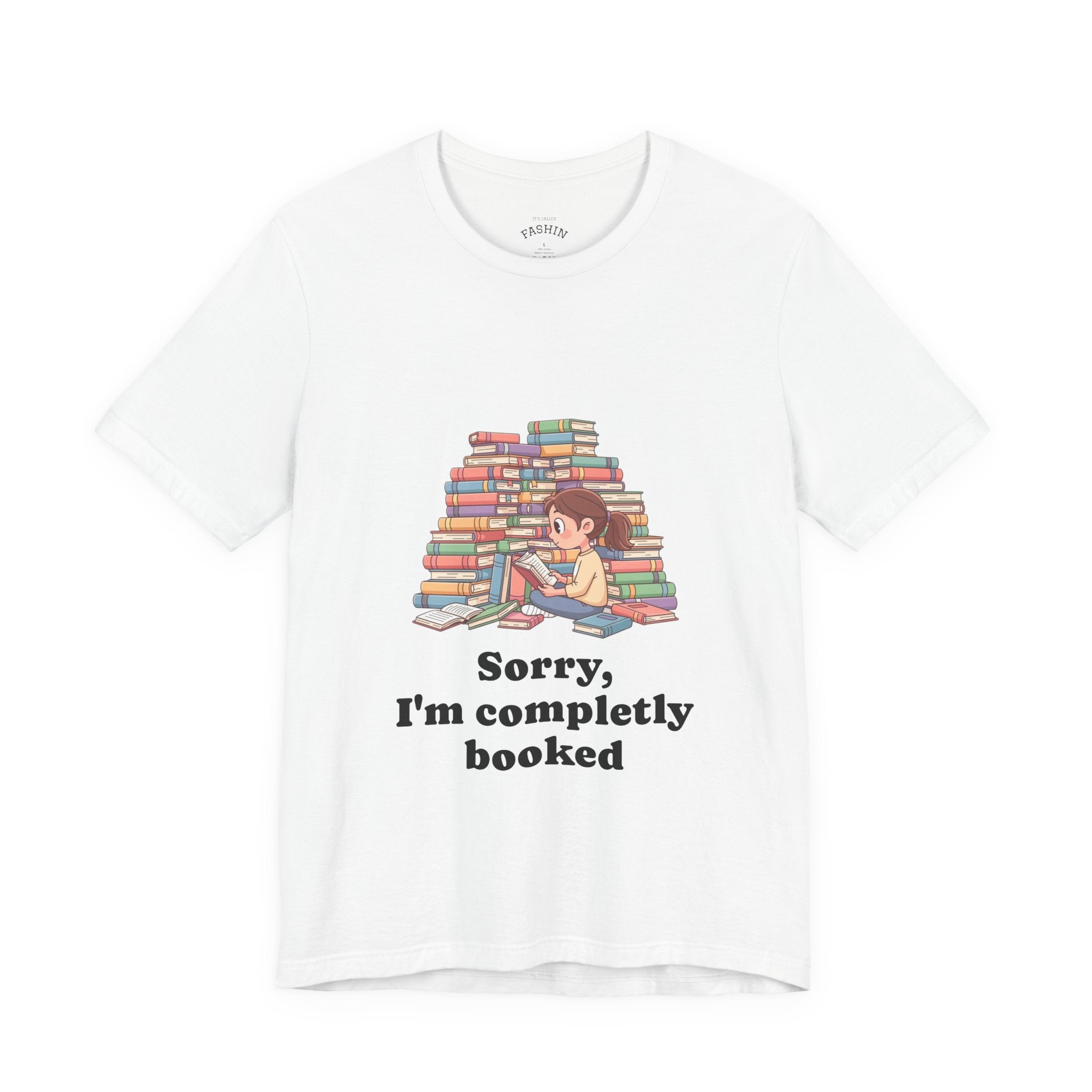 White / Booked for the Night T-Shirt, ’Booked’ Reading Lover Tee - T-Shirt