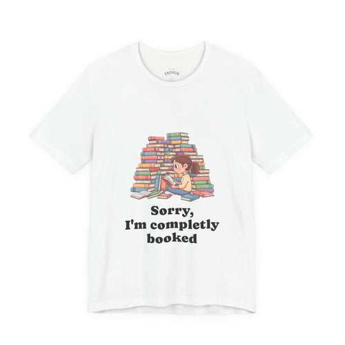 White / Booked for the Night T-Shirt, ’Booked’ Reading Lover Tee - T-Shirt