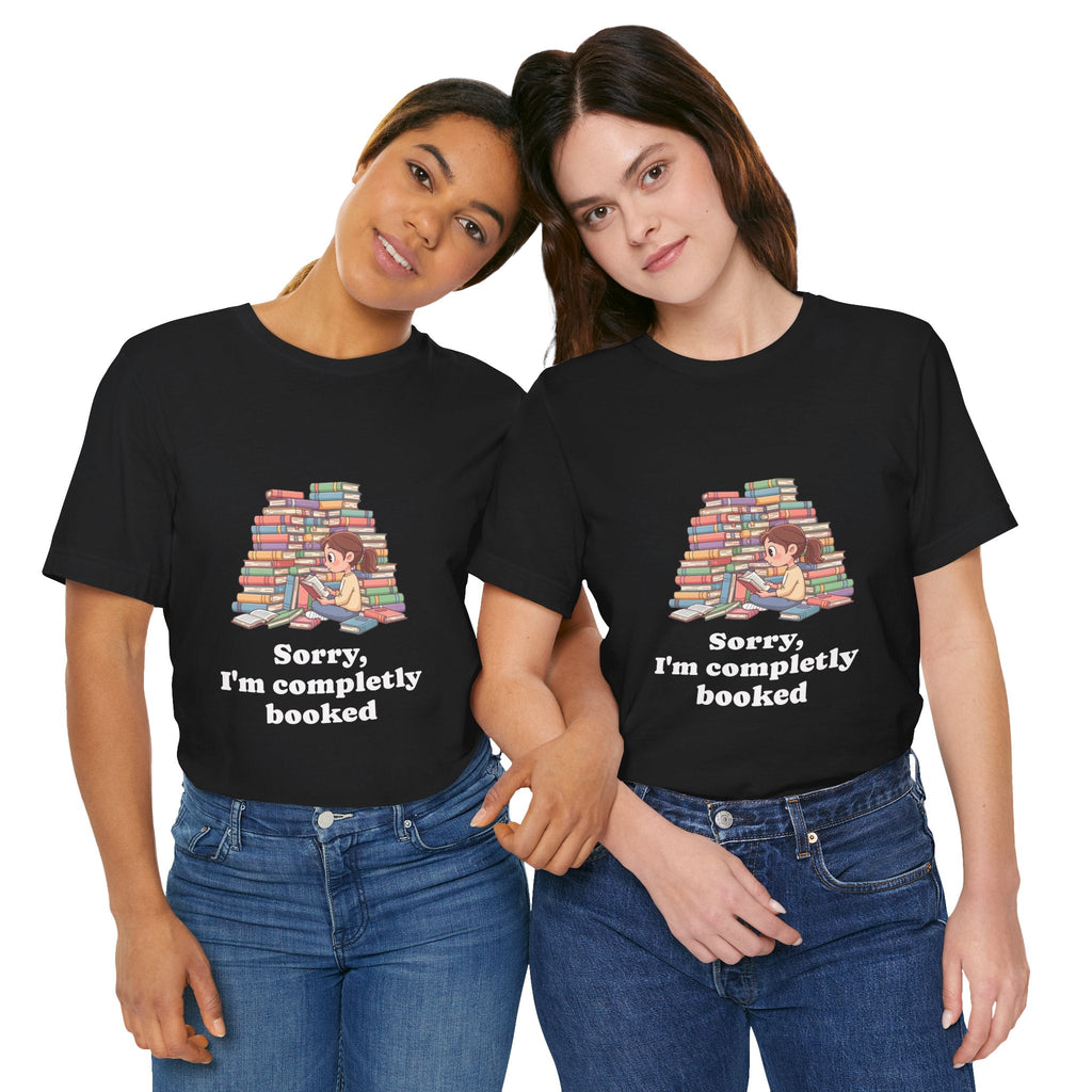Black / Booked for the Night T-Shirt, ’Booked’ Reading Lover Tee - T-Shirt