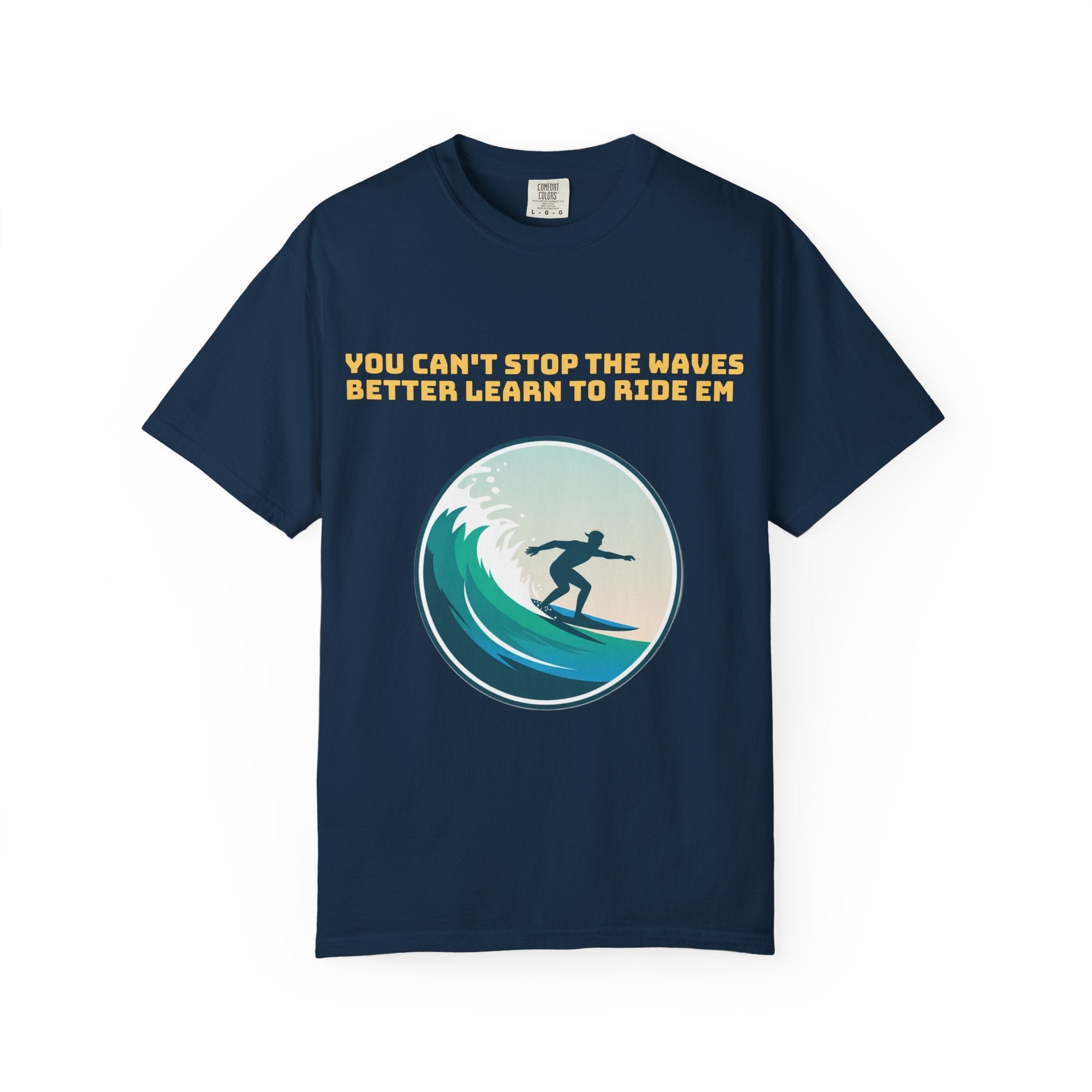 True Navy / Crew-Neck: ’Can’t Stop the Waves’ - Graphic Tee - T-Shirt