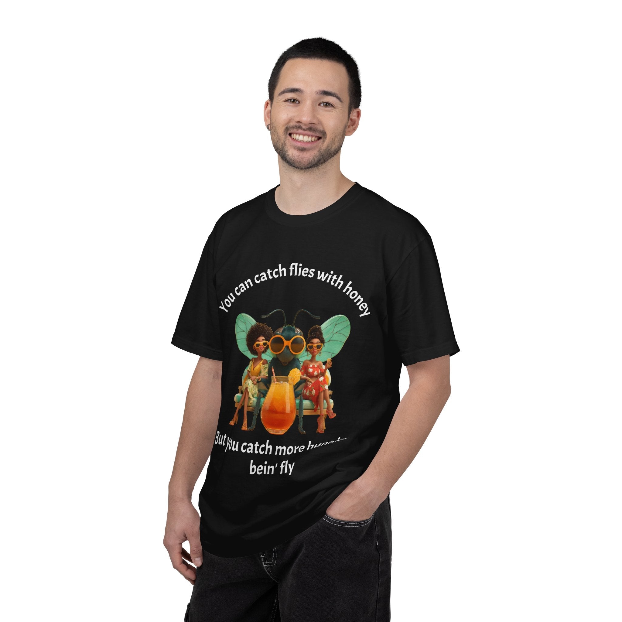 Black / Crew-Neck: ’Catch More Hunnies’ - Graphic Tee - T-Shirt