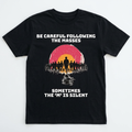 Black / Crew-Neck Performance Soft: ’The M is silent’ - Graphic Tee - T-Shirt