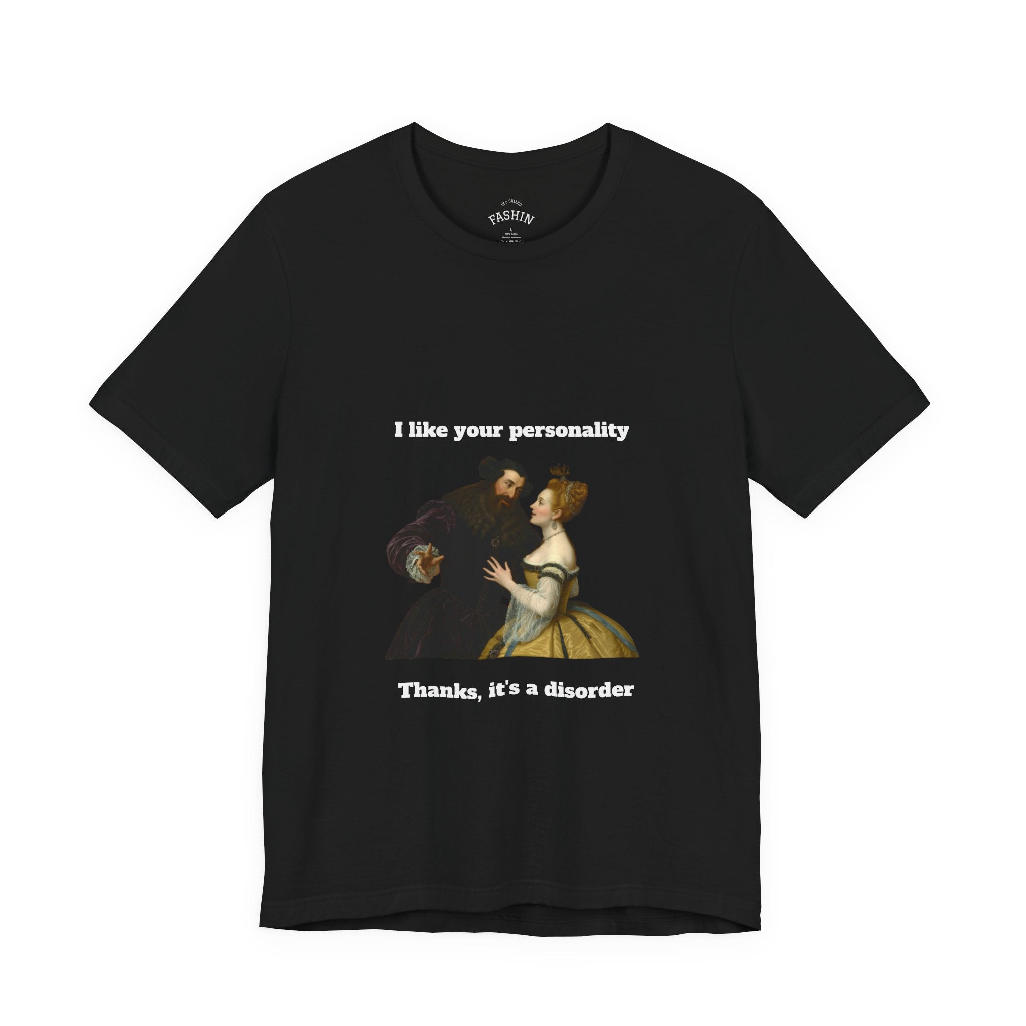 Black / Crew-Neck: ’Personality Disorder’ - Graphic Tee - T-Shirt