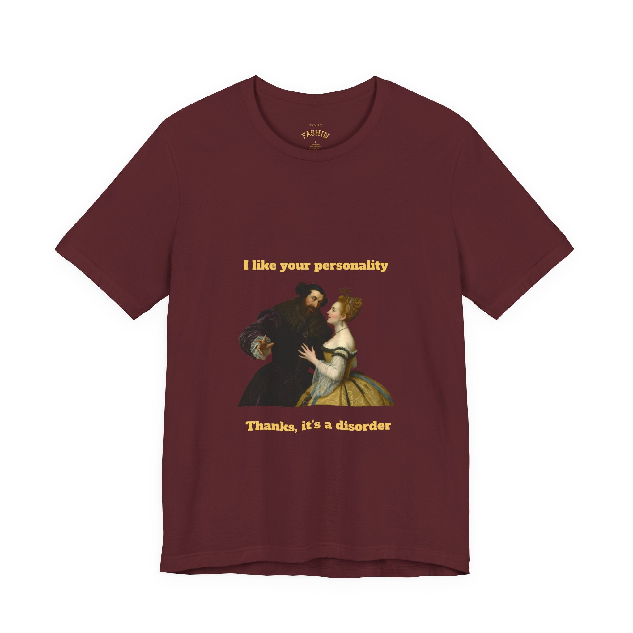 Maroon / Crew-Neck: ’Personality Disorder’ - Graphic Tee - T-Shirt