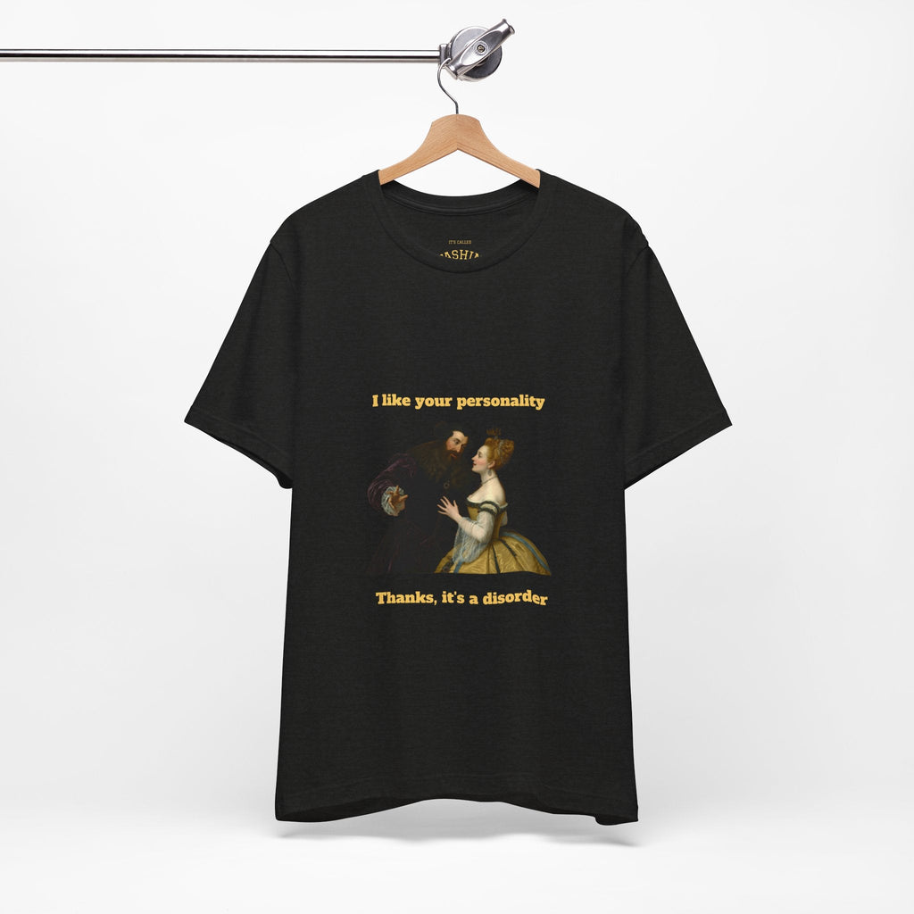 Black Heather / Crew-Neck: ’Personality Disorder’ - Graphic Tee - T-Shirt