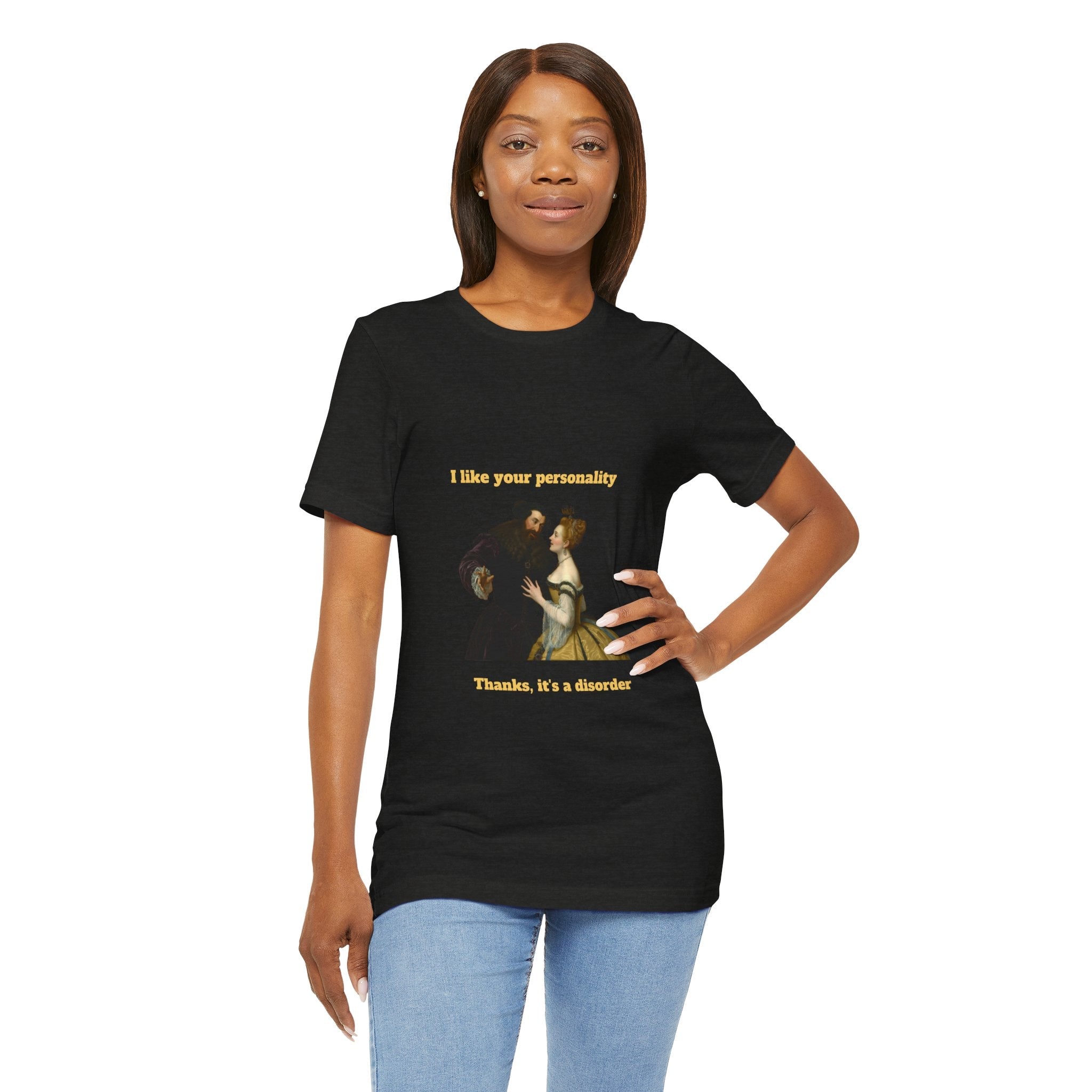 Black Heather / Crew-Neck: ’Personality Disorder’ - Graphic Tee - T-Shirt