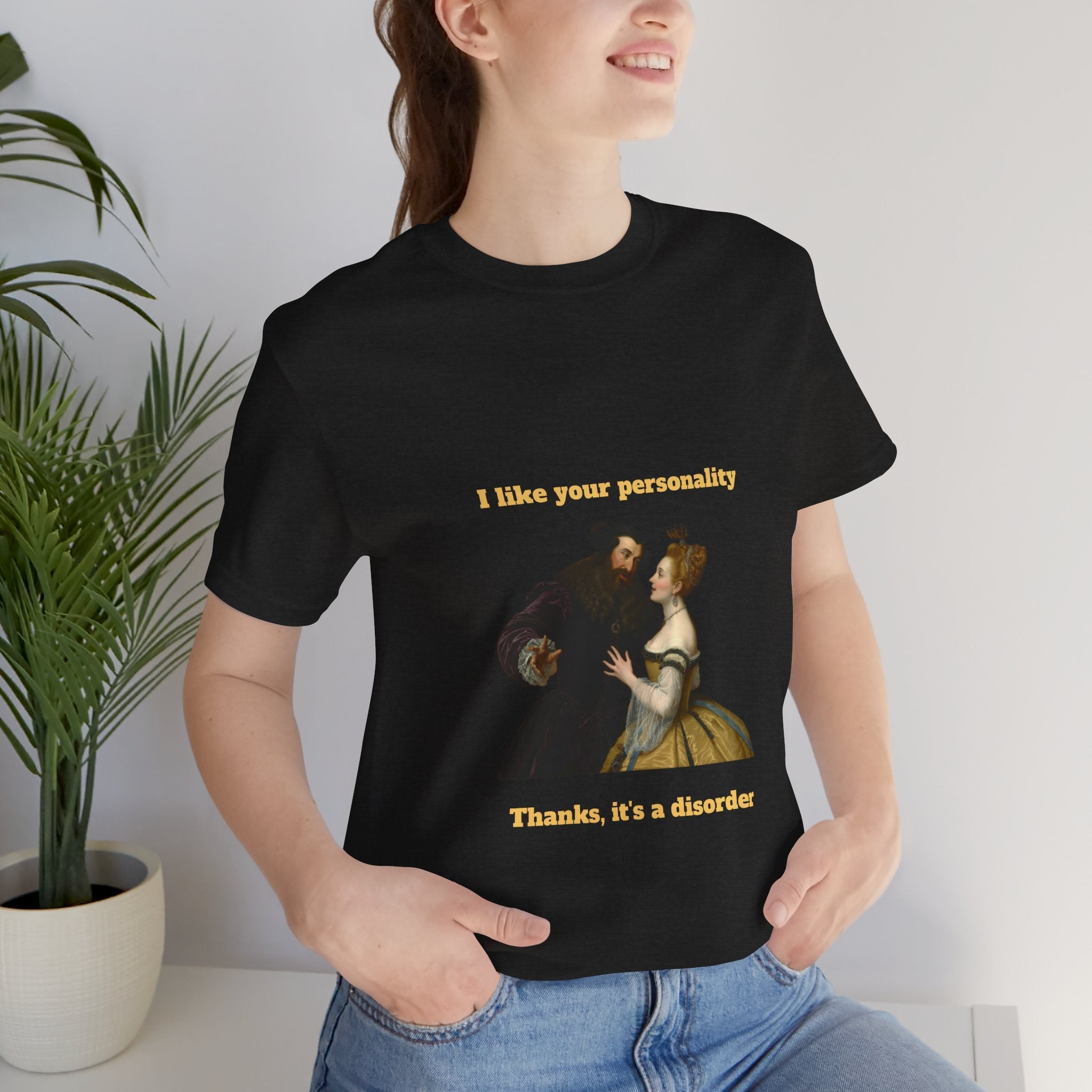 Black Heather / Crew-Neck: ’Personality Disorder’ - Graphic Tee - T-Shirt