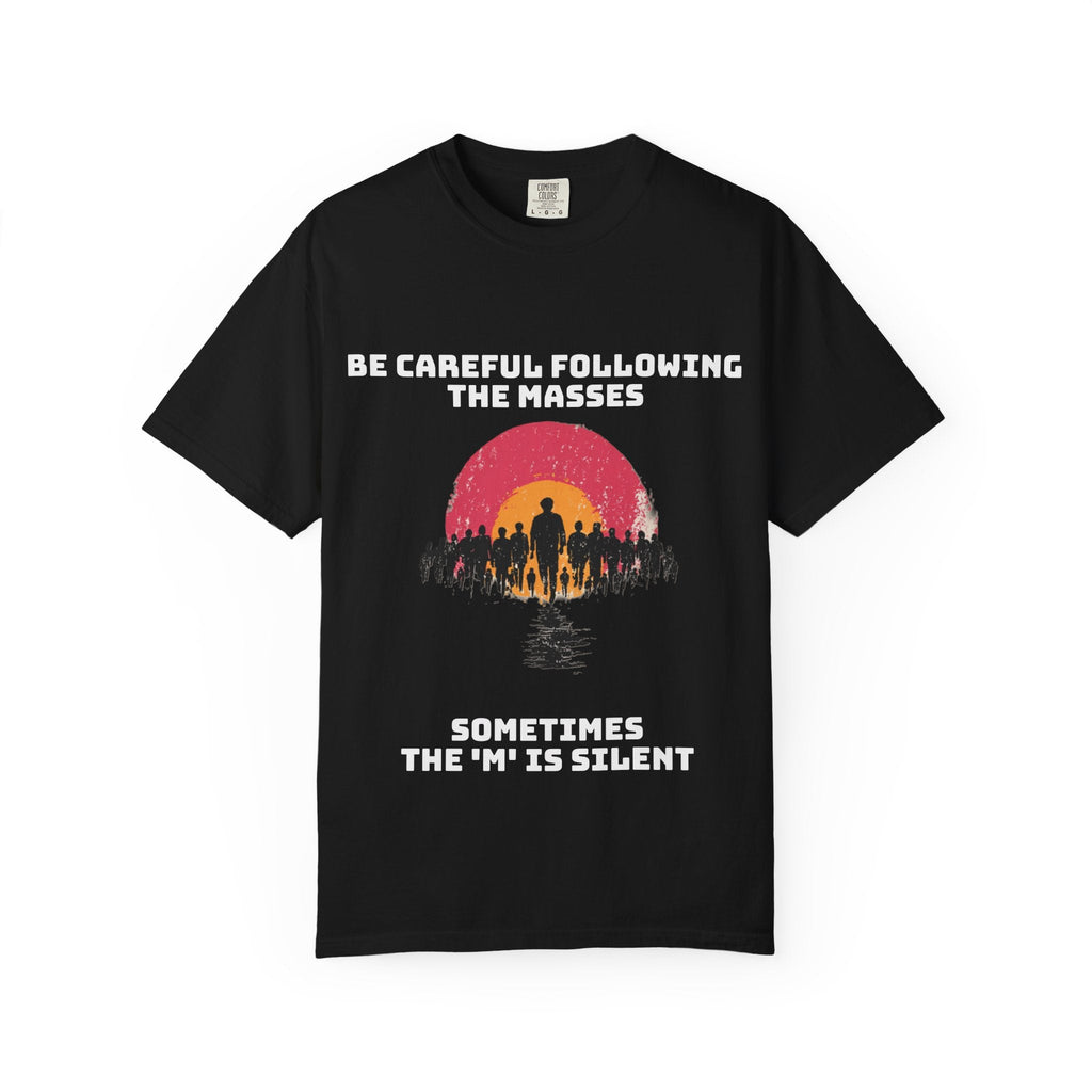Black / Crew-Neck: ’The M is silent’ - Graphic Tee - T-Shirt