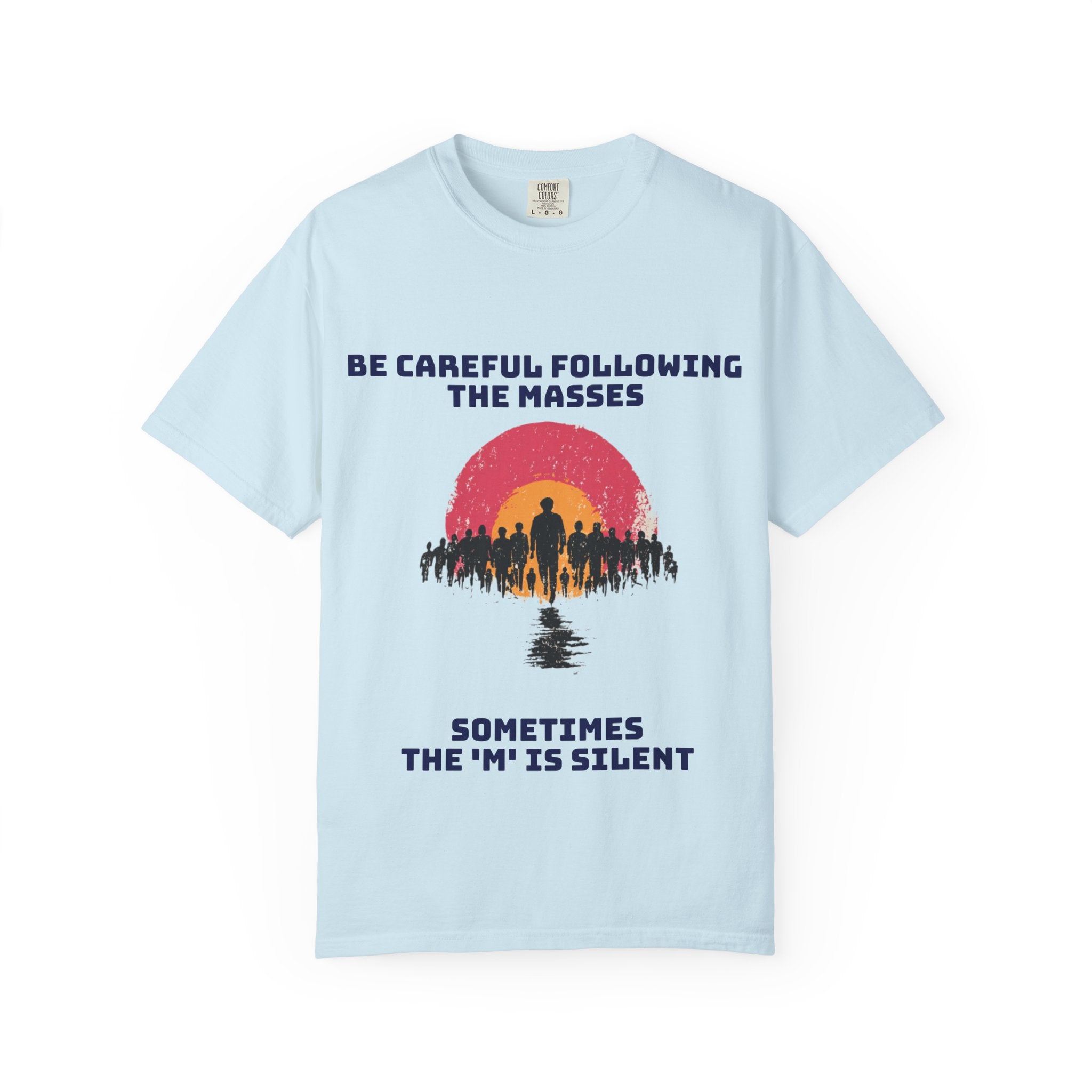 Chambray / Crew-Neck: ’The M is silent’ - Graphic Tee - T-Shirt