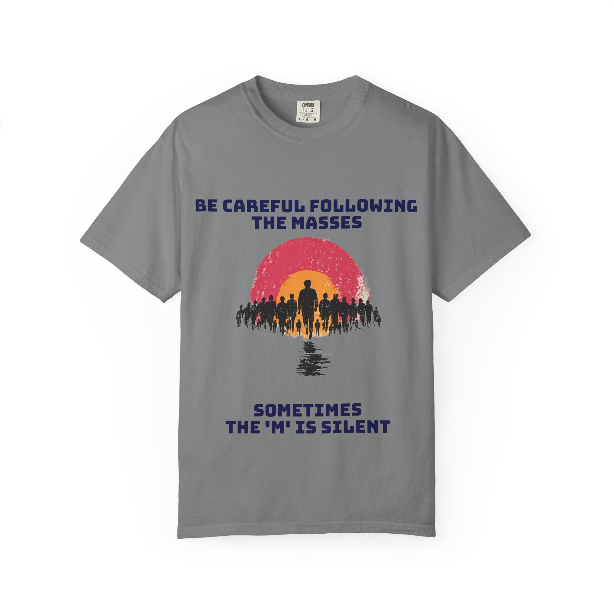 Grey / Crew-Neck: ’The M is silent’ - Graphic Tee - T-Shirt