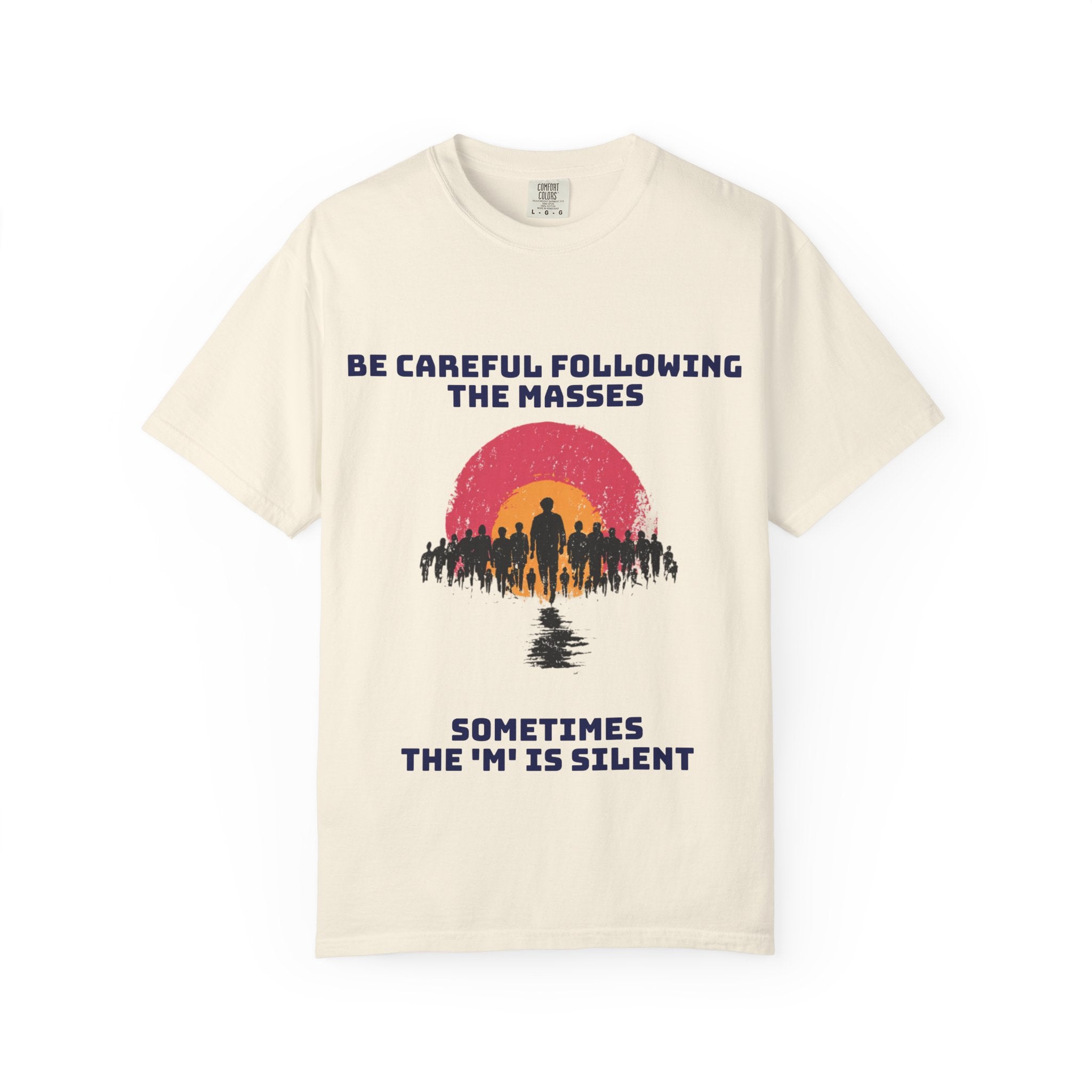 Ivory / Crew-Neck: ’The M is silent’ - Graphic Tee - T-Shirt